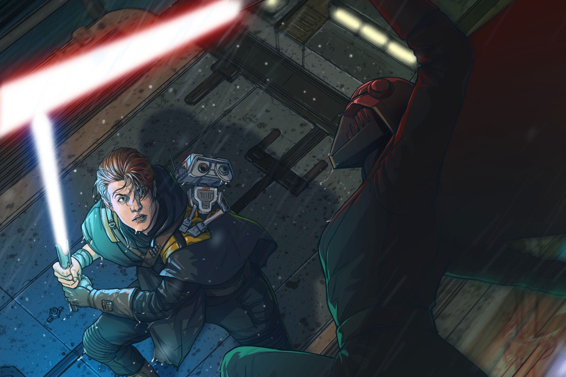 Madibek Musabekov, Jedi, lightsaber, science fiction, artwork, high angle, HD Wallpaper