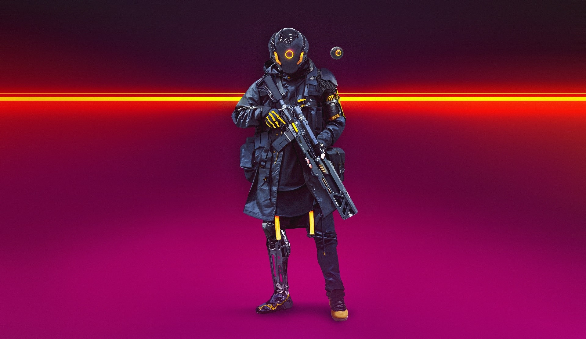 Abrar Khan, artwork, cyborg, soldier, cyberpunk, HD Wallpaper