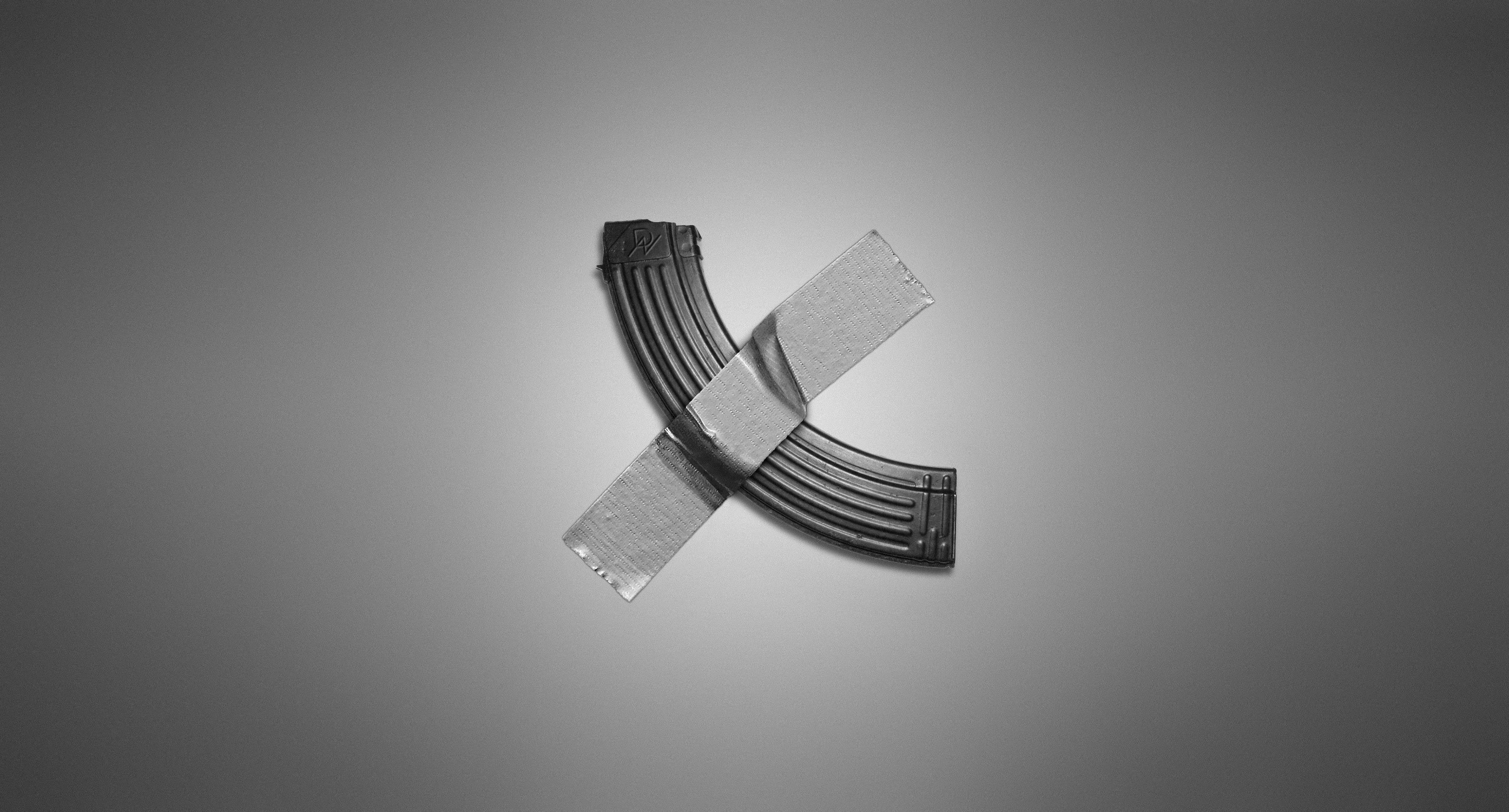 monochrome, minimalism, artwork, tape, simple background, ammunition, machine gun, HD Wallpaper