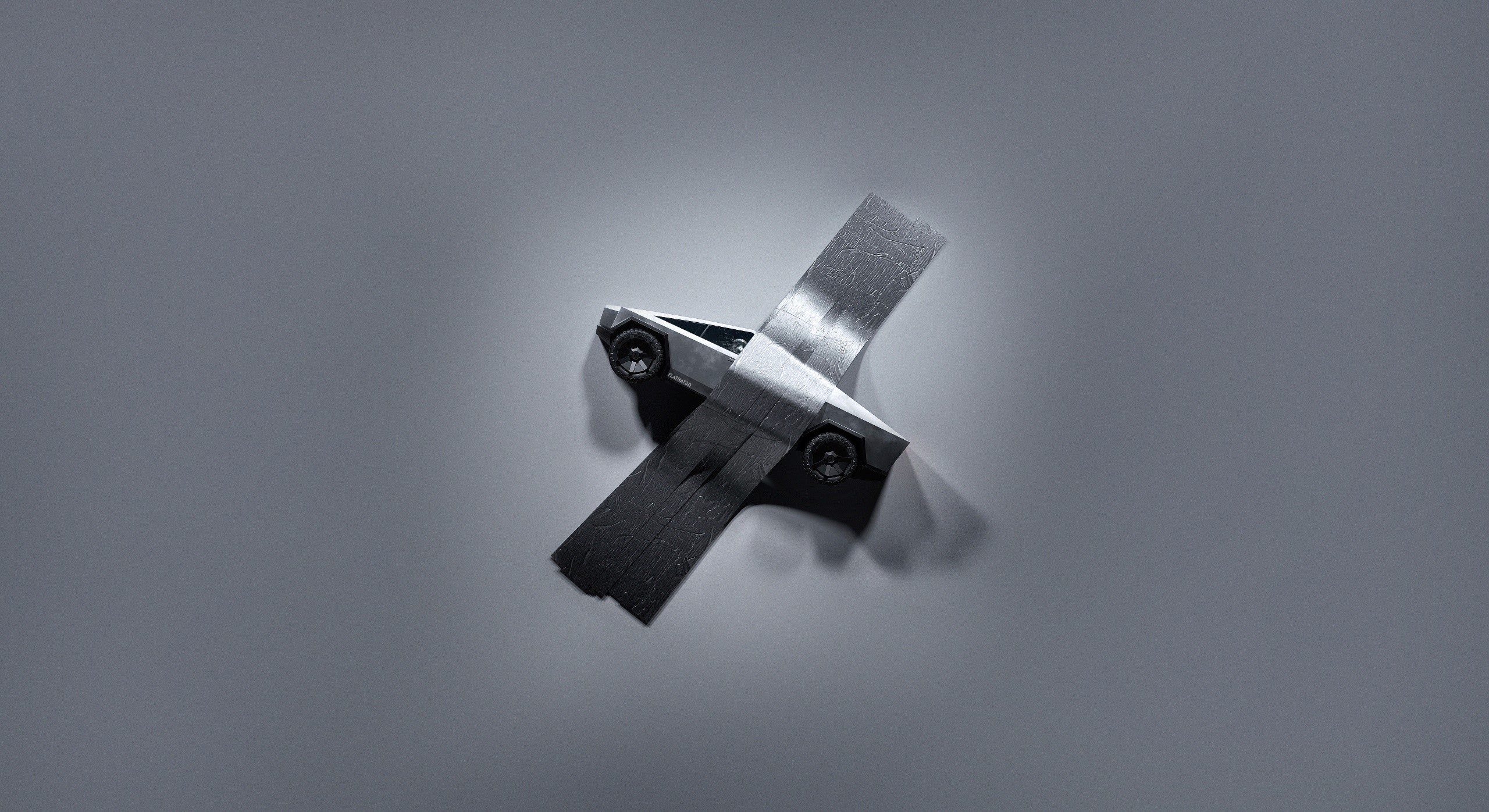 monochrome, tape, artwork, minimalism, simple background, Tesla, Tesla Cybertruck, HD Wallpaper