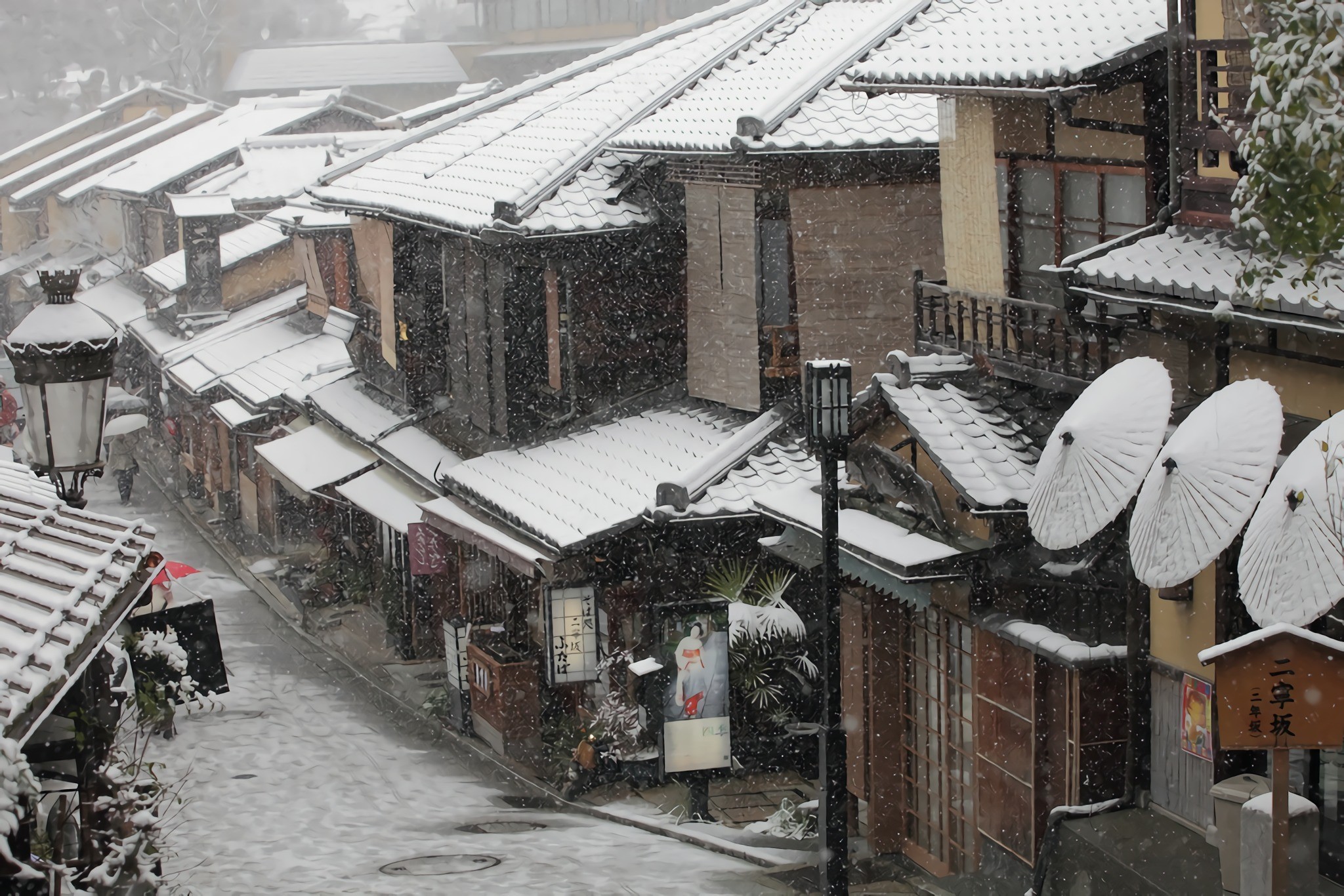 Kyoto, Japan, city, winter, snow, urban, HD Wallpaper