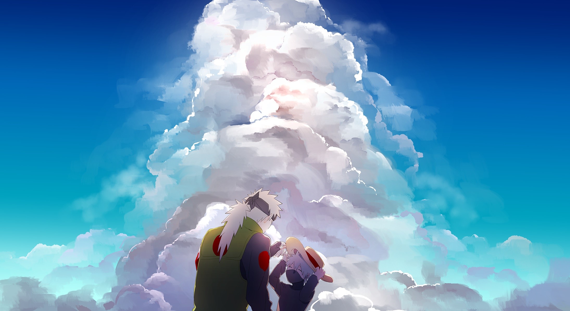 anime, sky, clouds, low-angle, HD Wallpaper