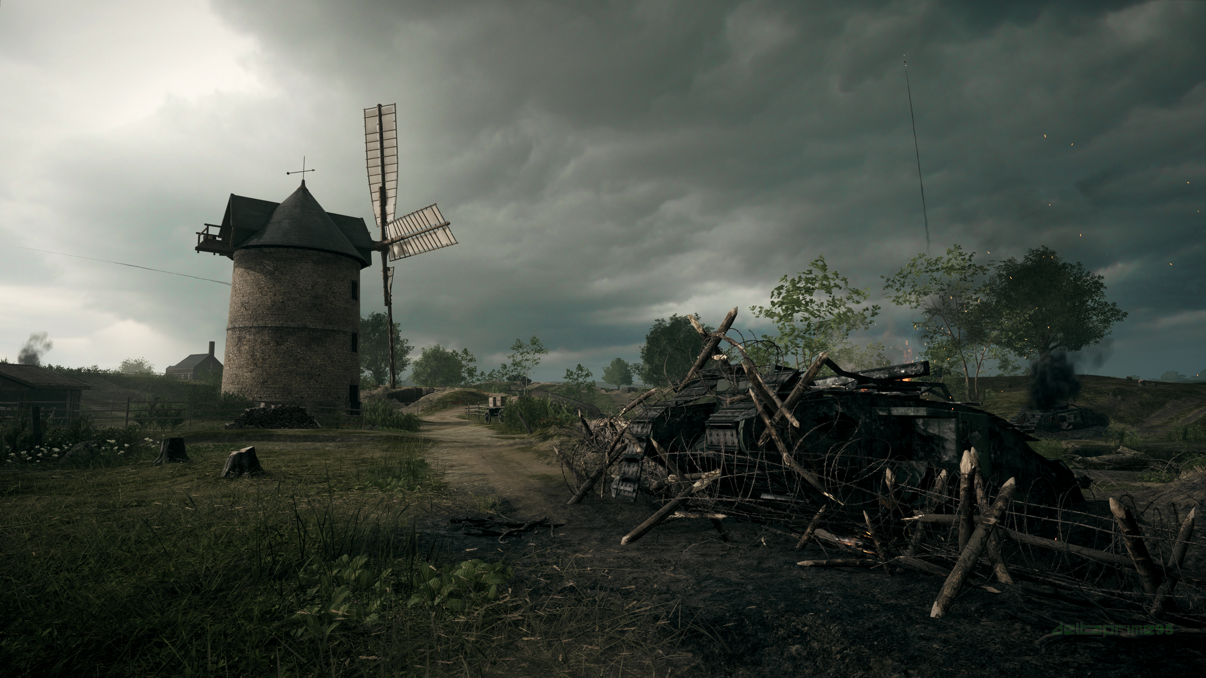 Battlefield, Battlefield 1, windmill, River Somme, PC gaming, screen shot, World War I, HD Wallpaper