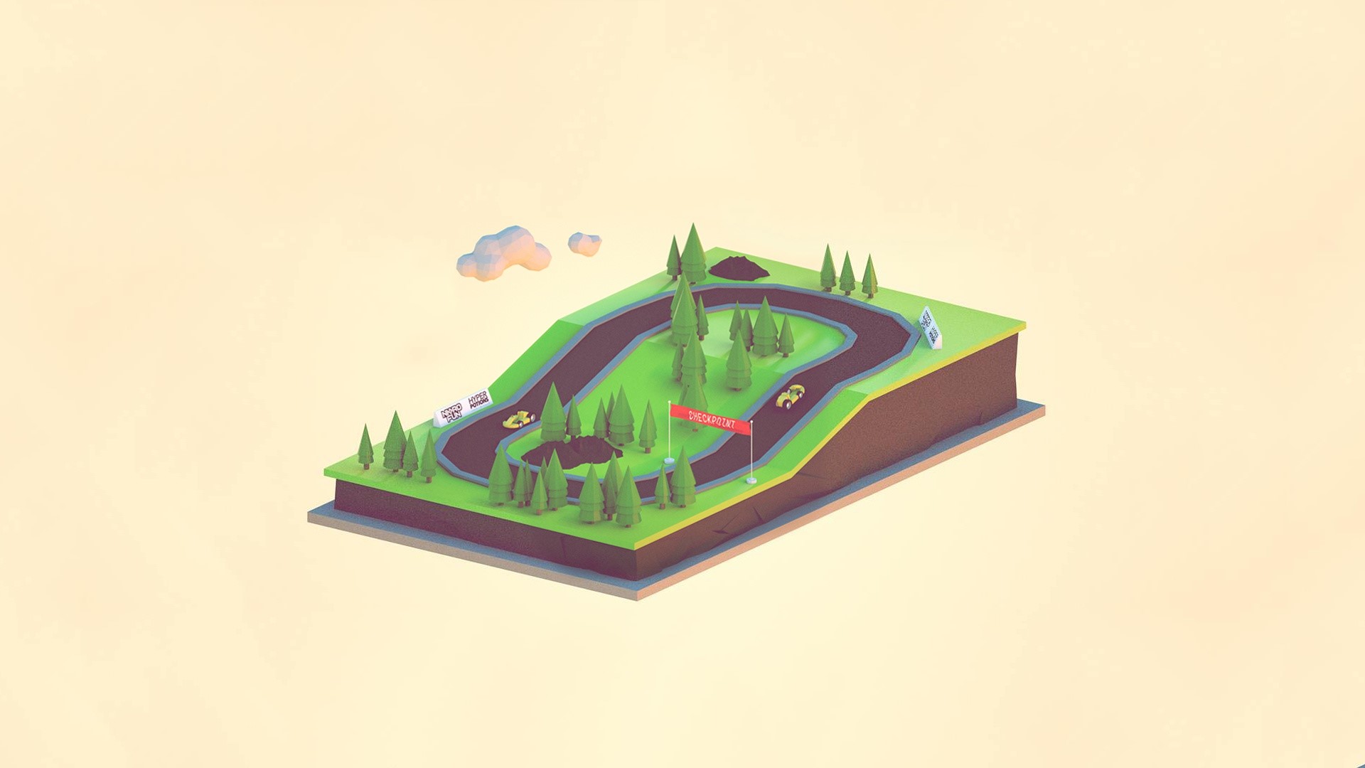 Monstercat, artwork, race tracks, simple background, digital art, HD Wallpaper