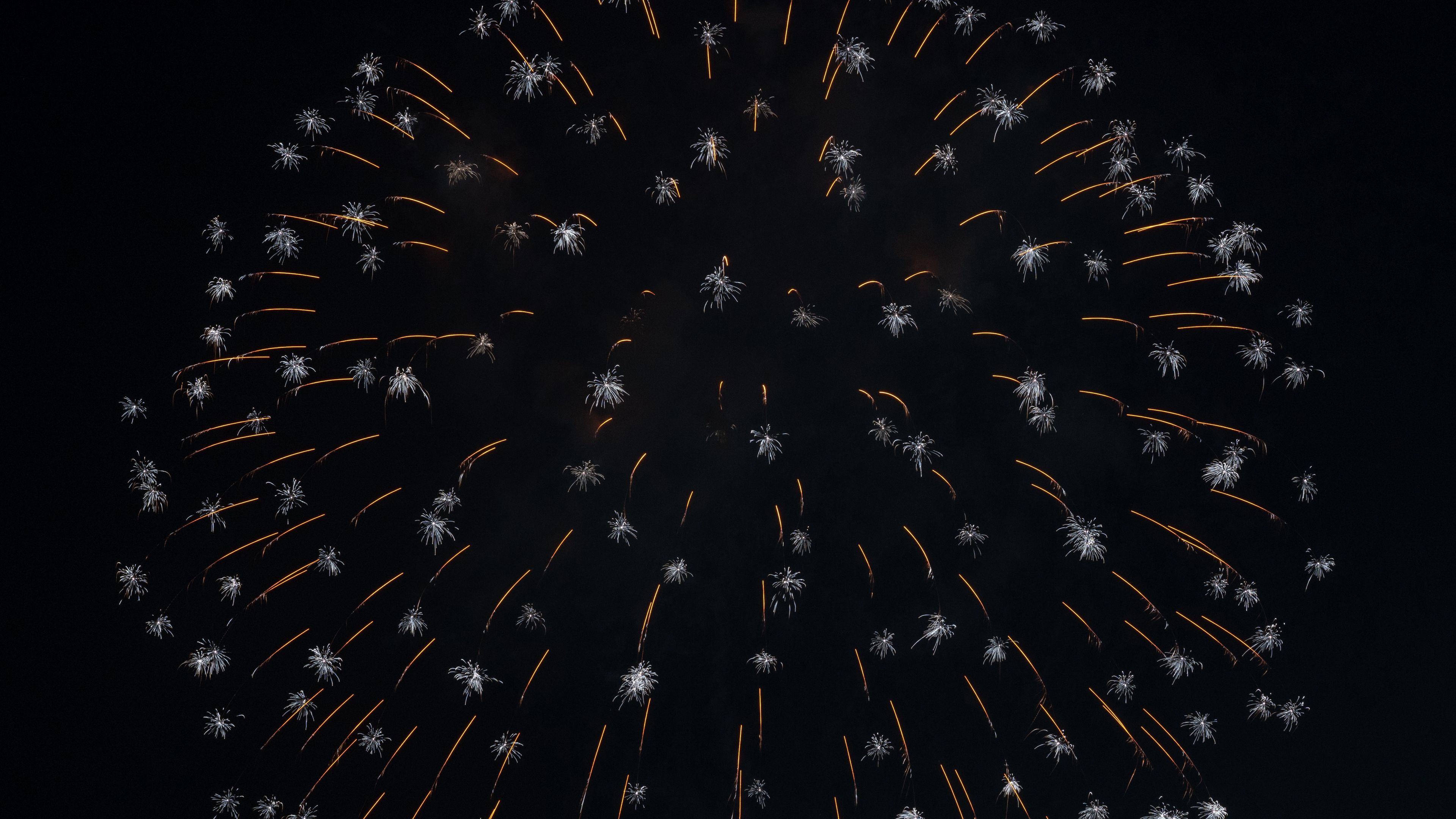 fireworks, sparks, white, dark, holiday, 4k, HD Wallpaper