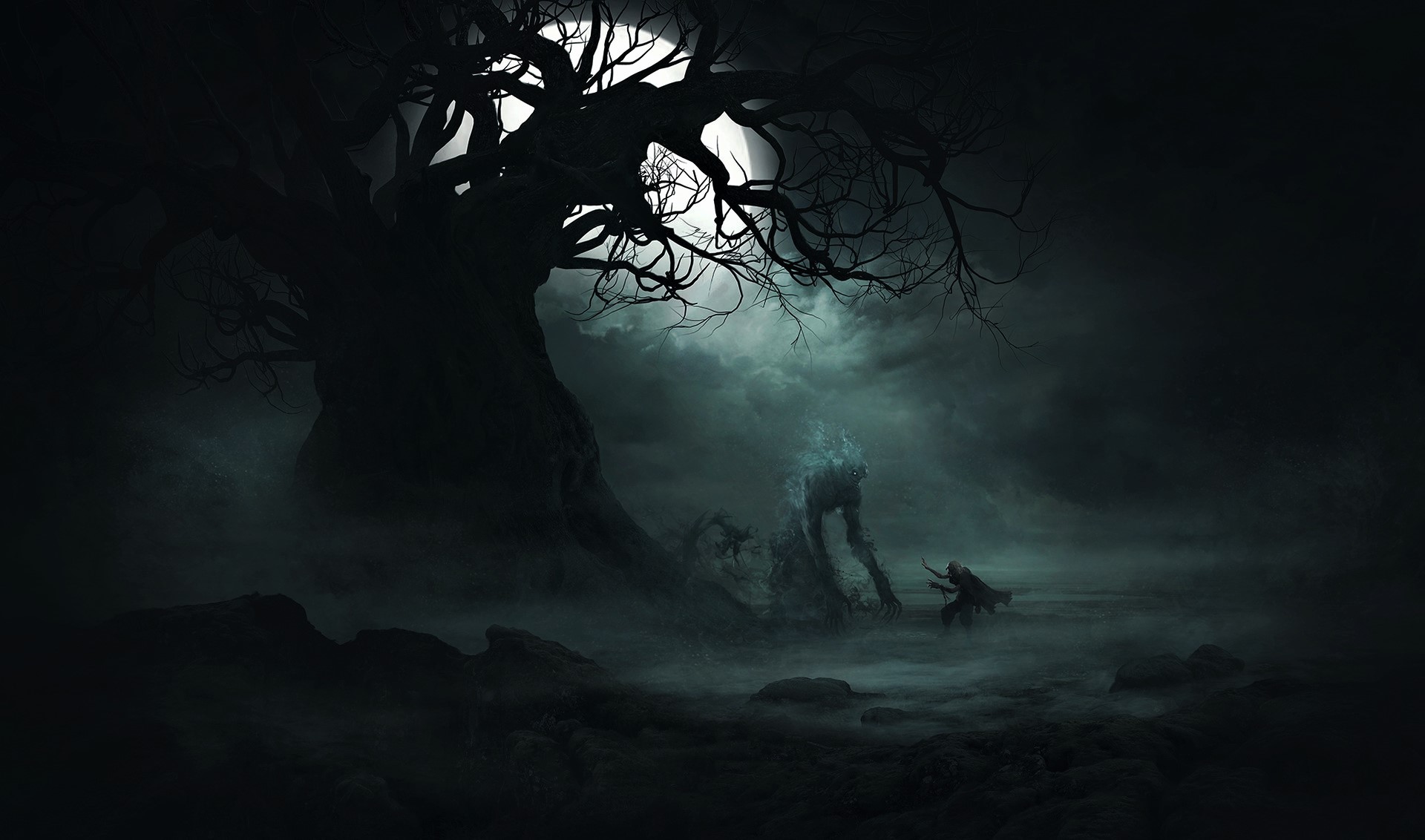Solomon Kane, Mythic Games, Moon, moonlight, castle, horror, mist, dark, undead, HD Wallpaper