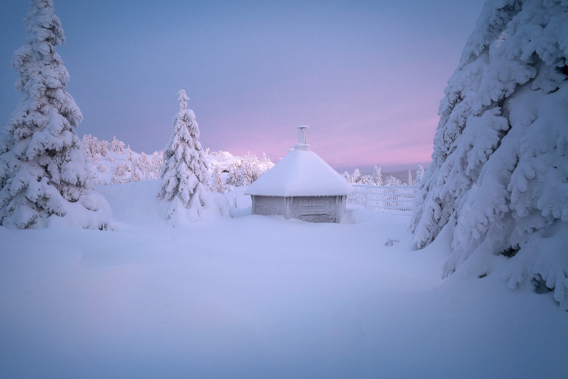 cold, snow, winter, hut, nature, HD Wallpaper