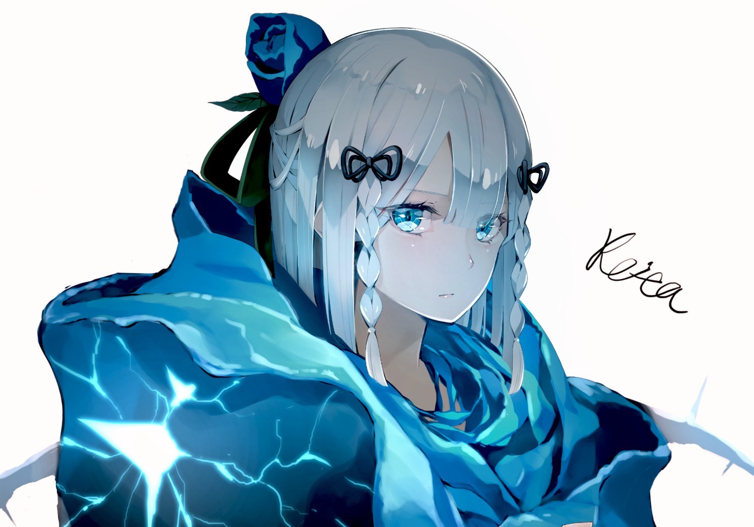 anime, anime girls, digital art, artwork, 2D, portrait, blue eyes, fantasy girl, HD Wallpaper