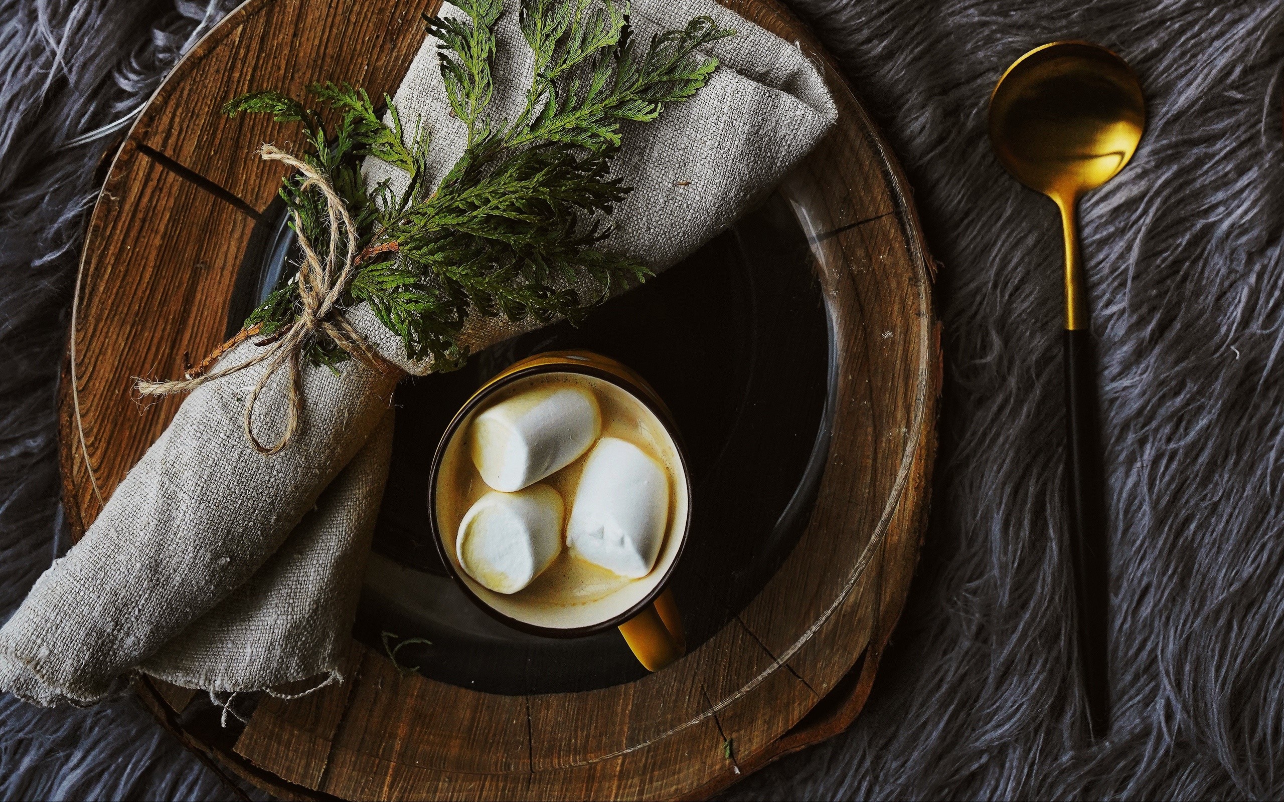 still life, food, cup, chocolate, marshmallows, sugar, top view, HD Wallpaper