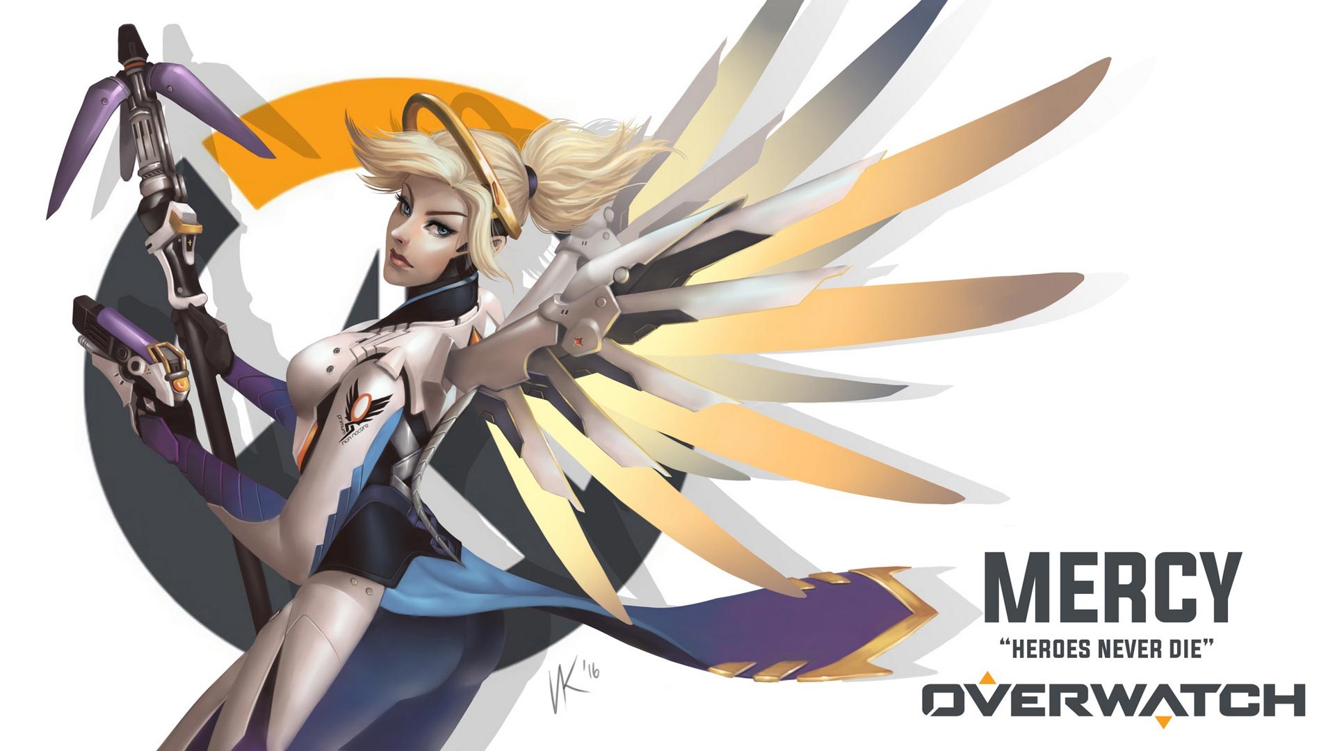 Mercy (Overwatch), Overwatch, wings, angel wings, staff, HD Wallpaper