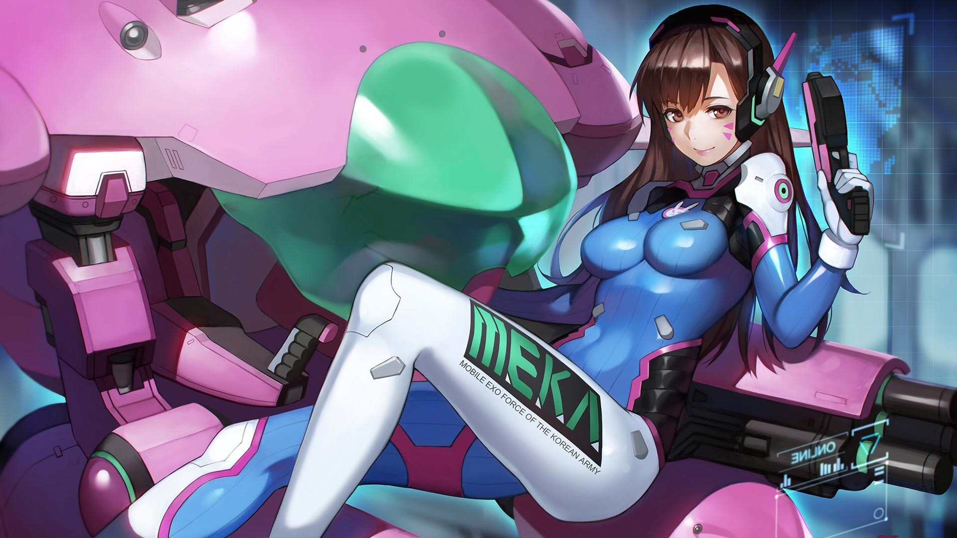 D.Va (Overwatch), Overwatch, bodysuit, anime, mecha girls, HD Wallpaper