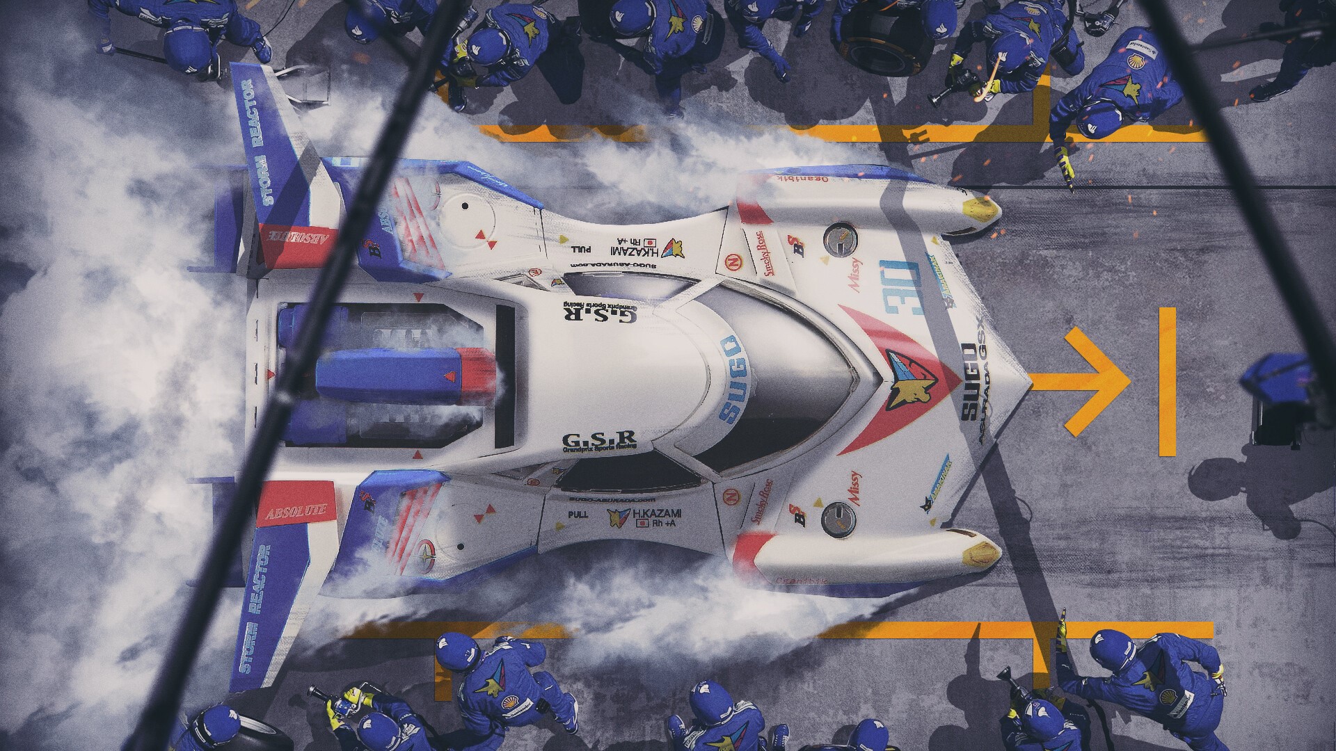 car, smoke, racing, top view, HD Wallpaper