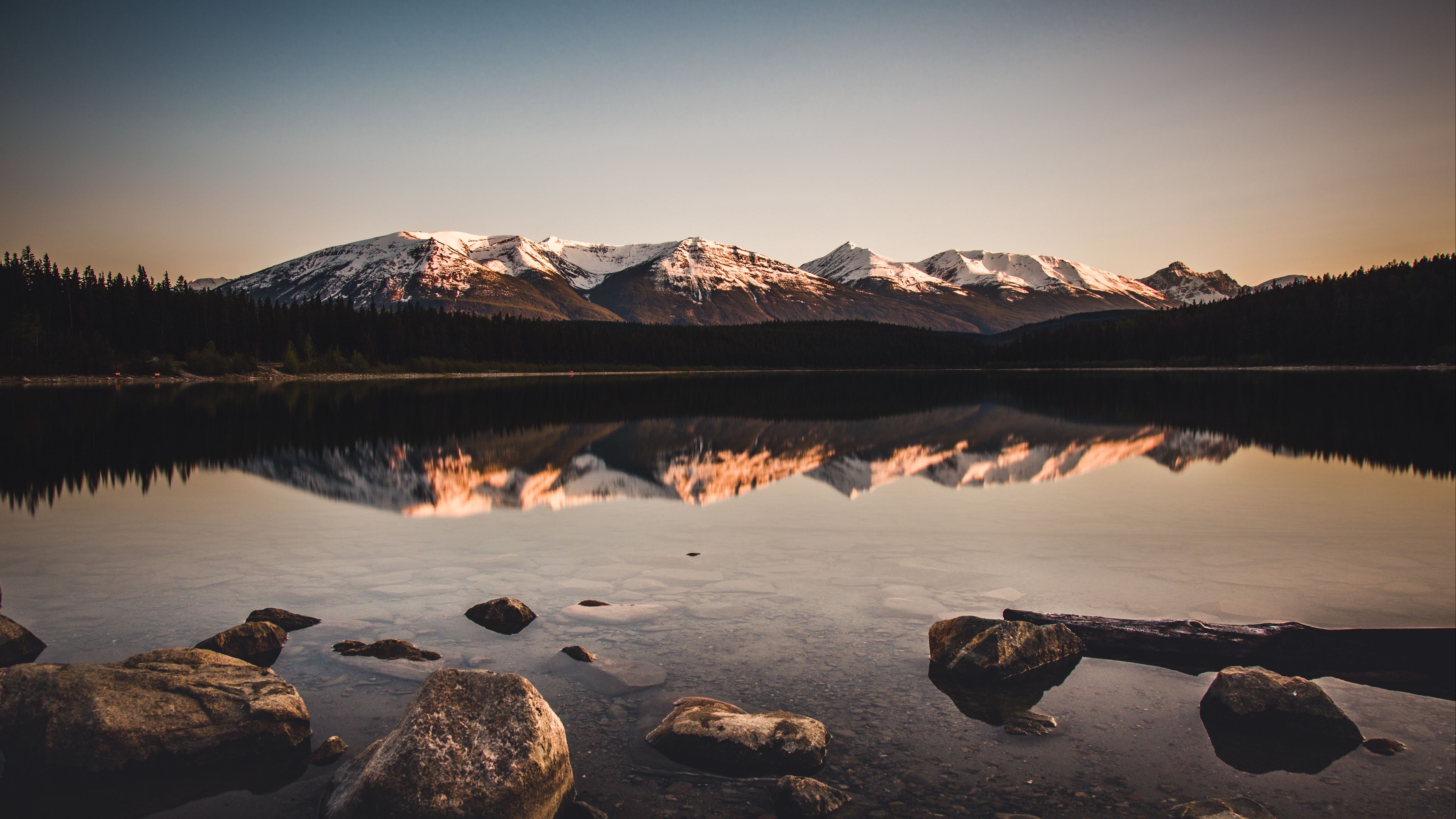 lake, mountains, stones, reflection, landscape, 4k, HD Wallpaper