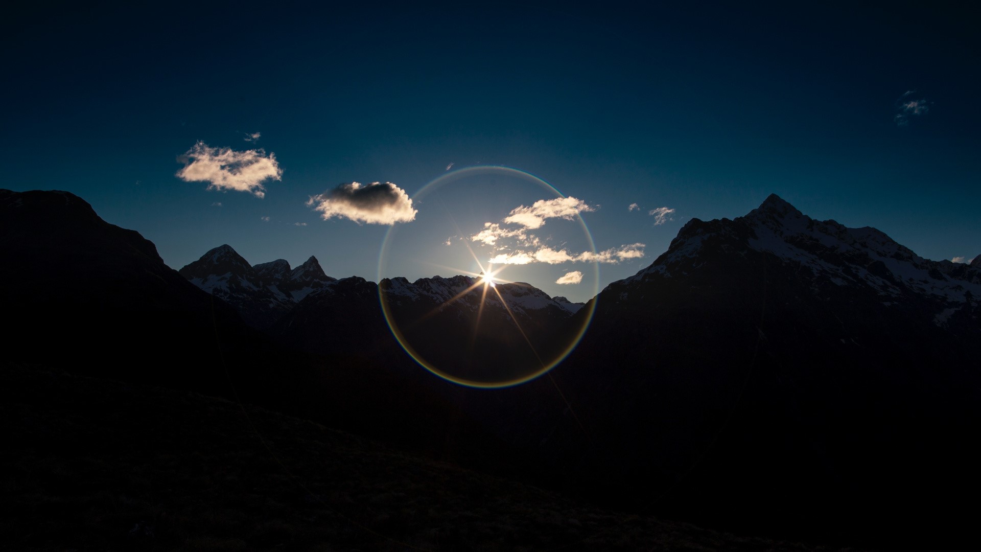 sky, clouds, mountains, Sun, HD Wallpaper