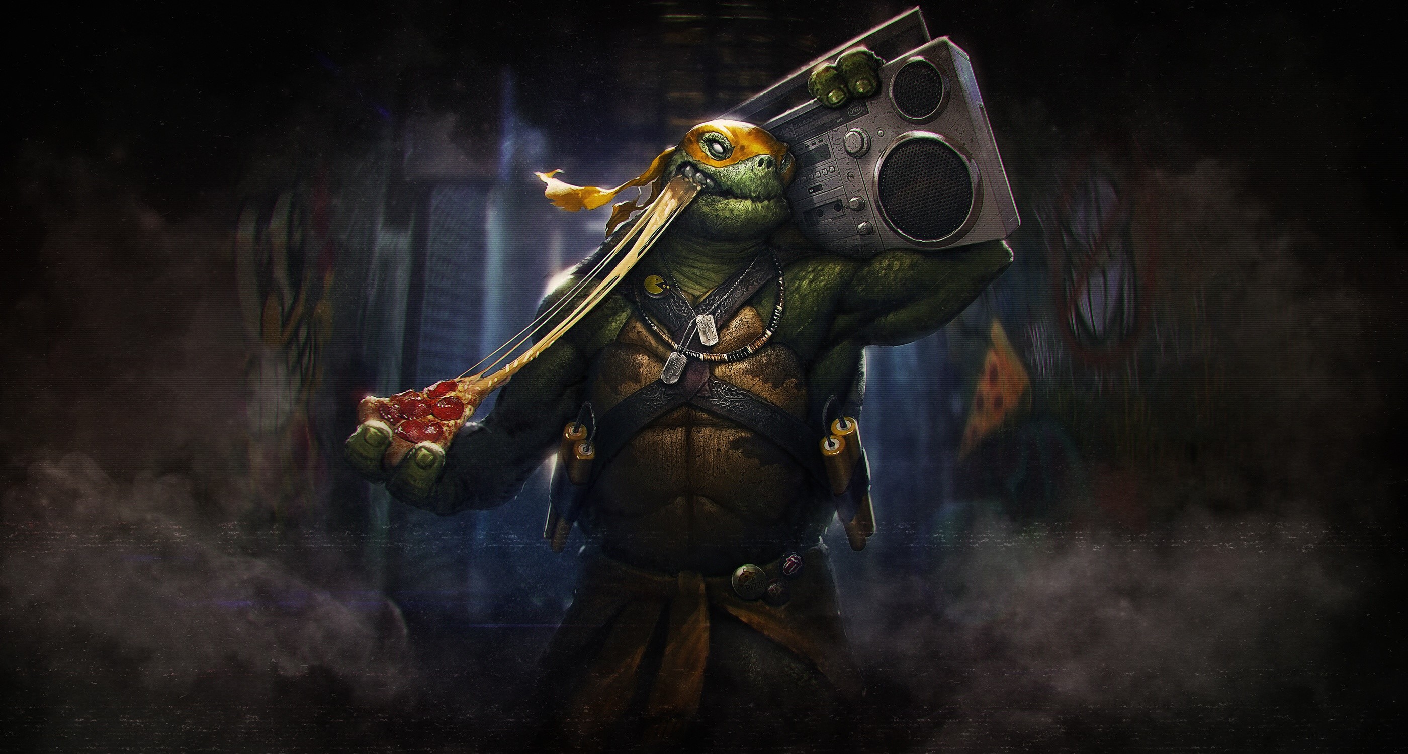pizza, food, fantasy art, Teenage Mutant Ninja Turtles, artwork, HD Wallpaper