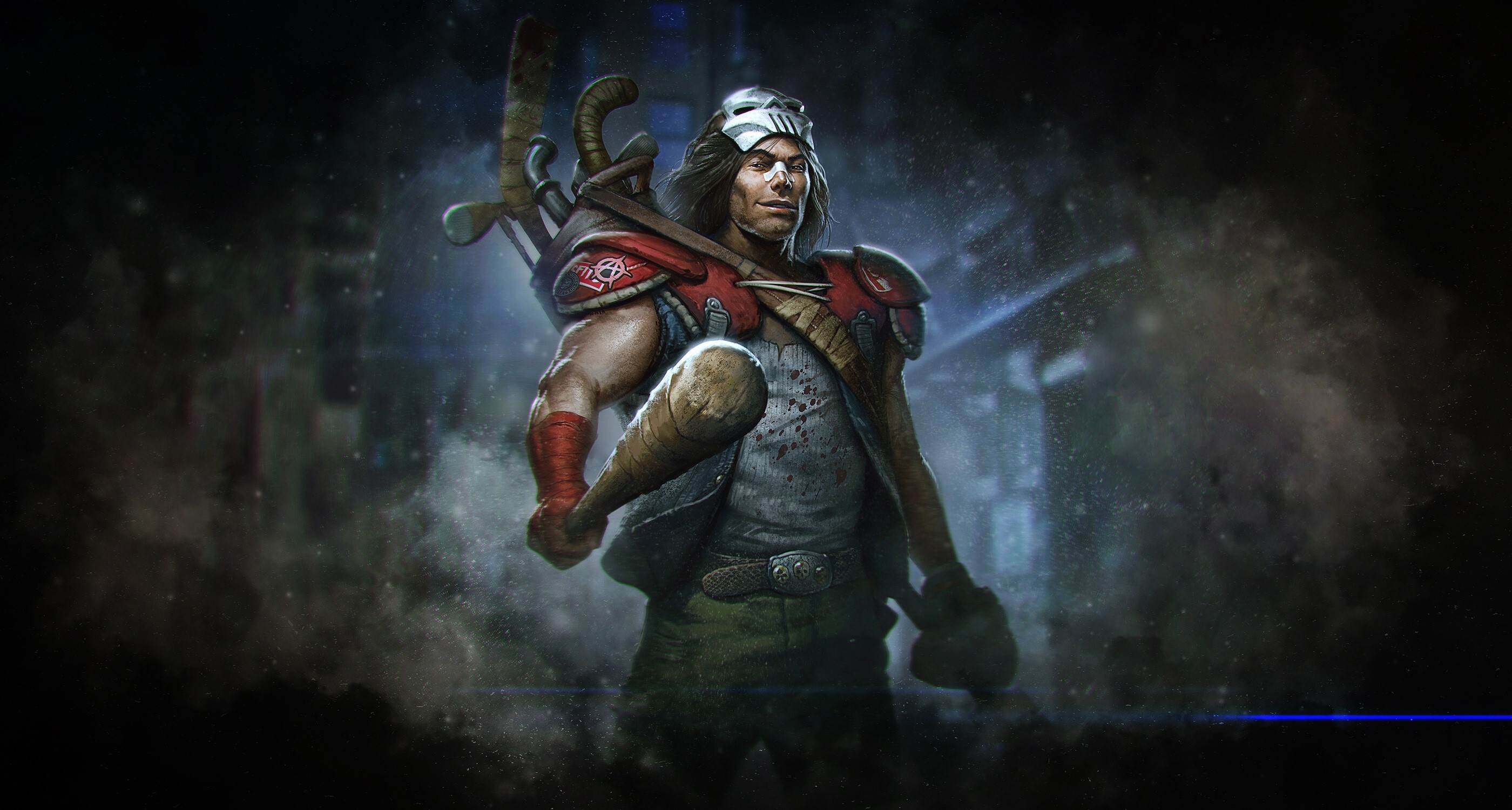 Fantasy Men, Teenage Mutant Ninja Turtles, artwork, baseball bat, Casey Jones (TMNT), HD Wallpaper