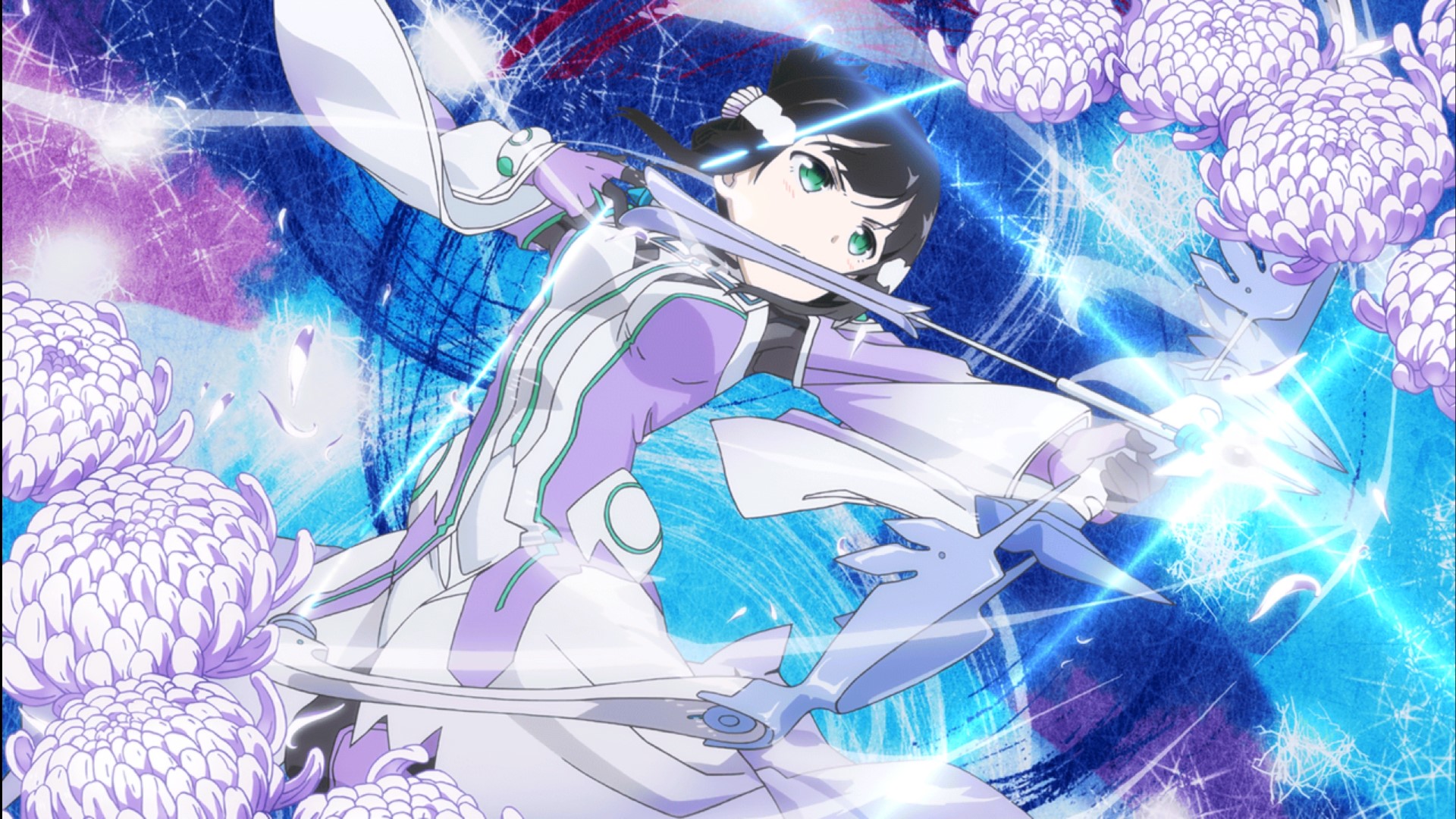 Washio Sumi, purple, anime girls, anime, green eyes, fantasy girl, HD Wallpaper