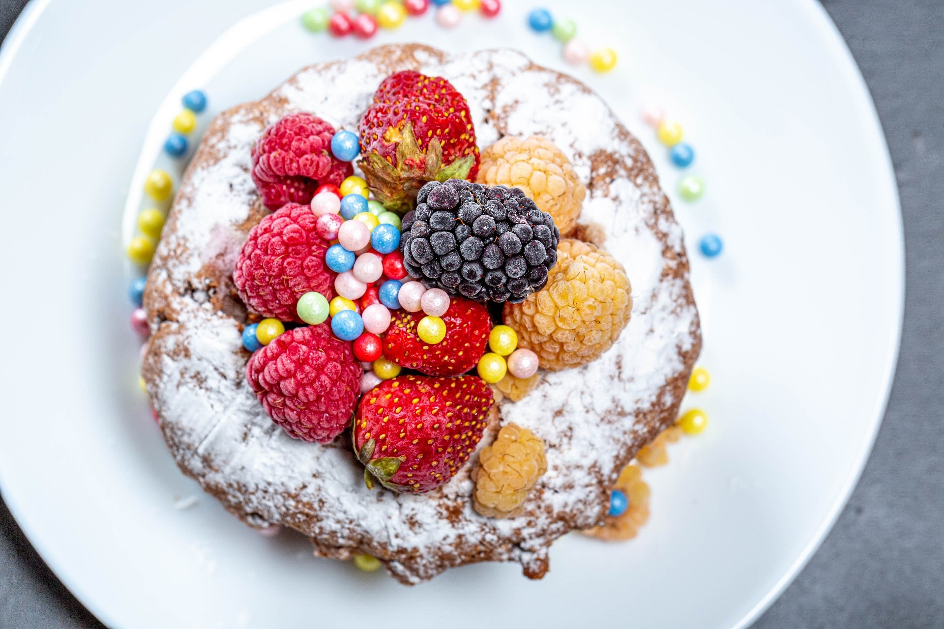 food, sweets, cake, colorful, berries, HD Wallpaper