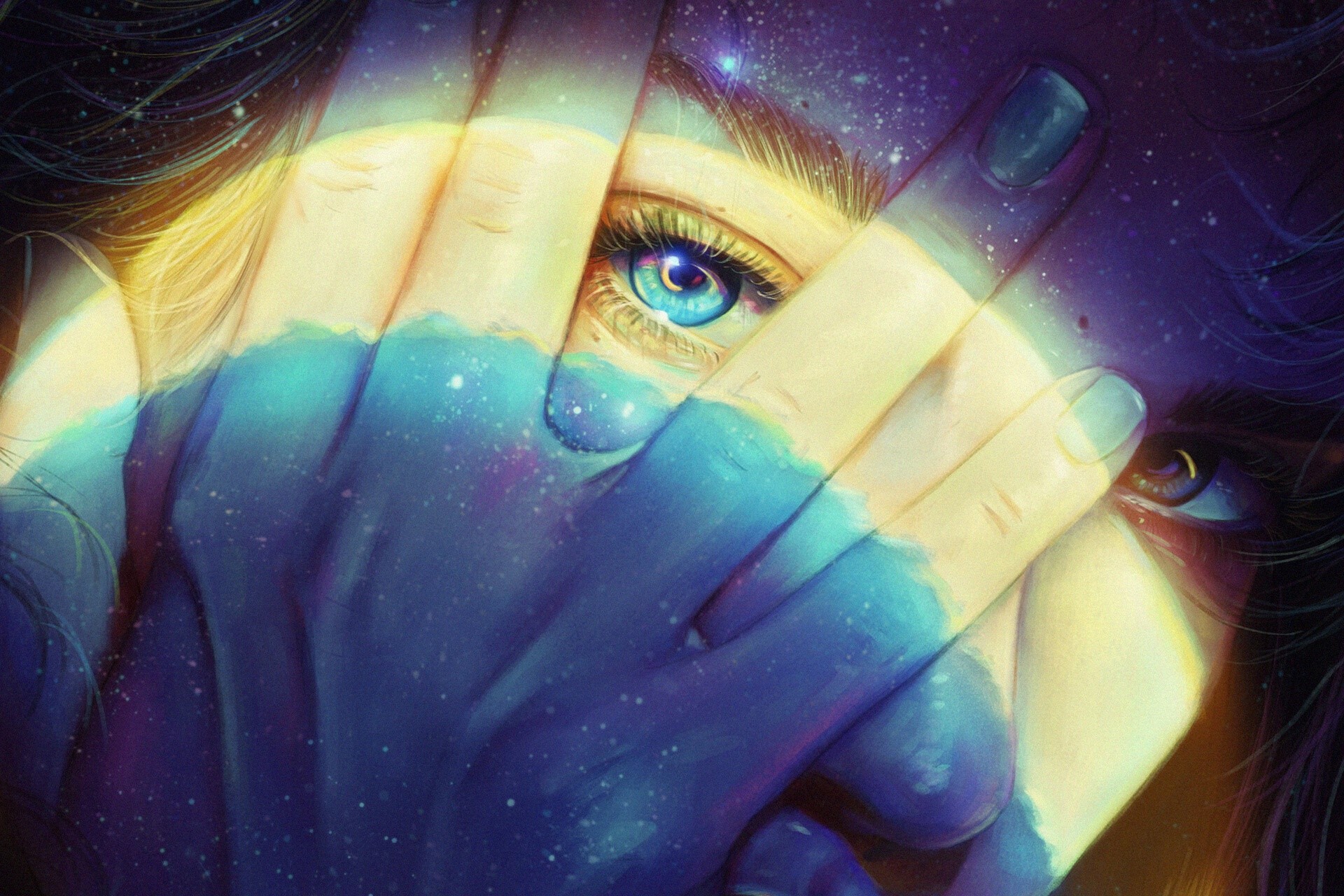 artwork, face, women, portrait, colorful, illustration, HD Wallpaper