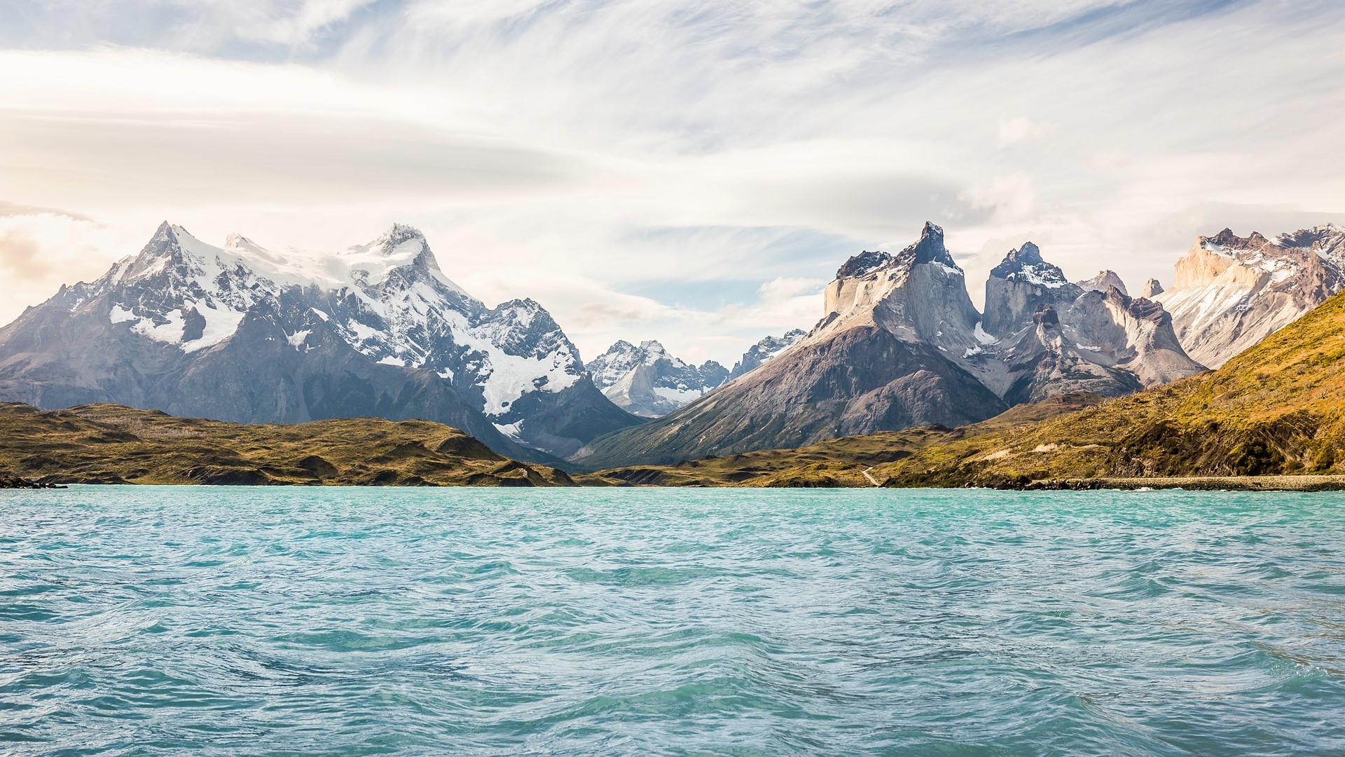 landscape, snow, mountains, river, wilderness, water, HD Wallpaper