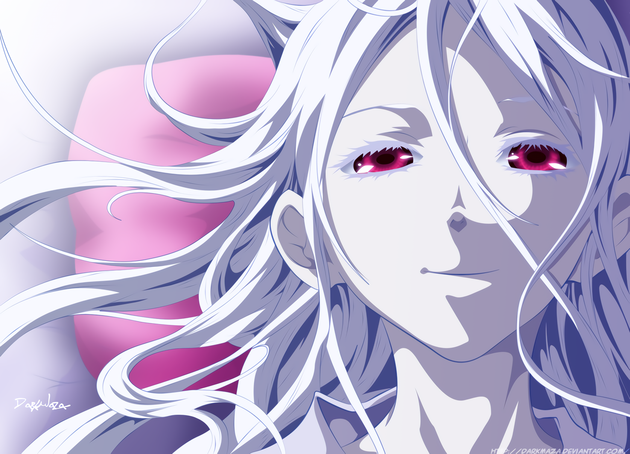 anime, anime girls, looking at viewer, Deadman Wonderland, Shiro (Deadman Wonderland), white hair, red eyes, HD Wallpaper