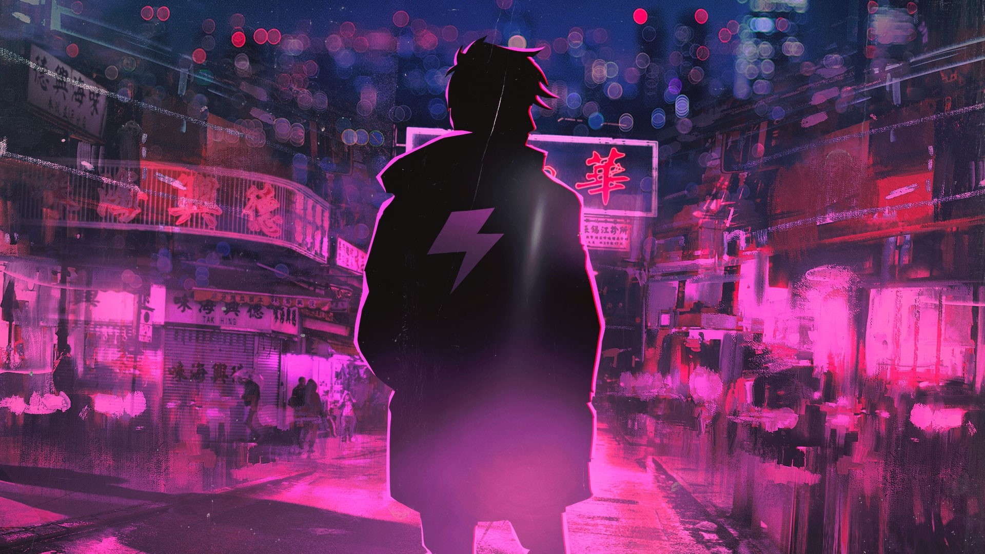 neon, pink, artwork, digital art, Terry Zhong, HD Wallpaper
