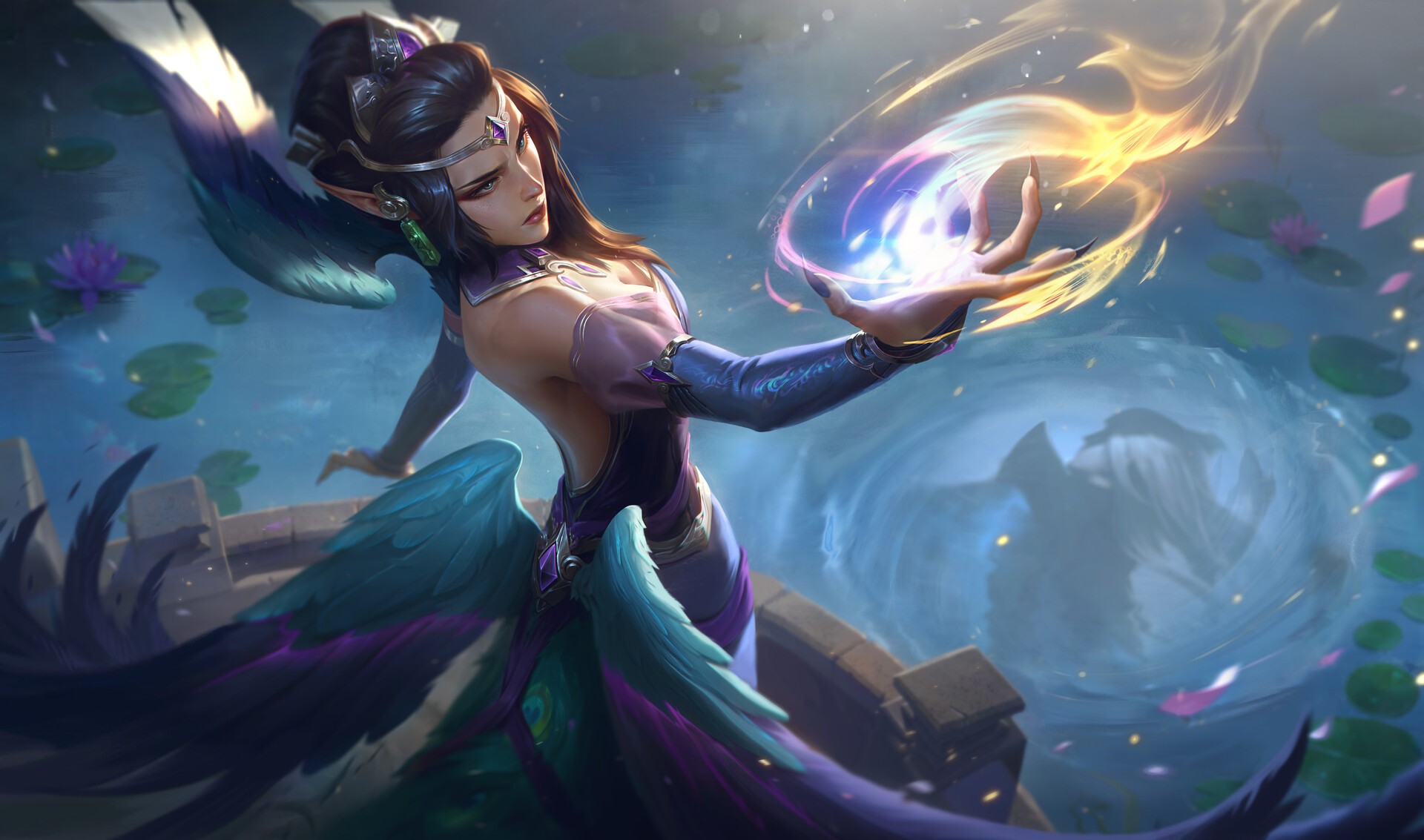 League of Legends, Morgana (League of Legends), magic, high angle, HD Wallpaper