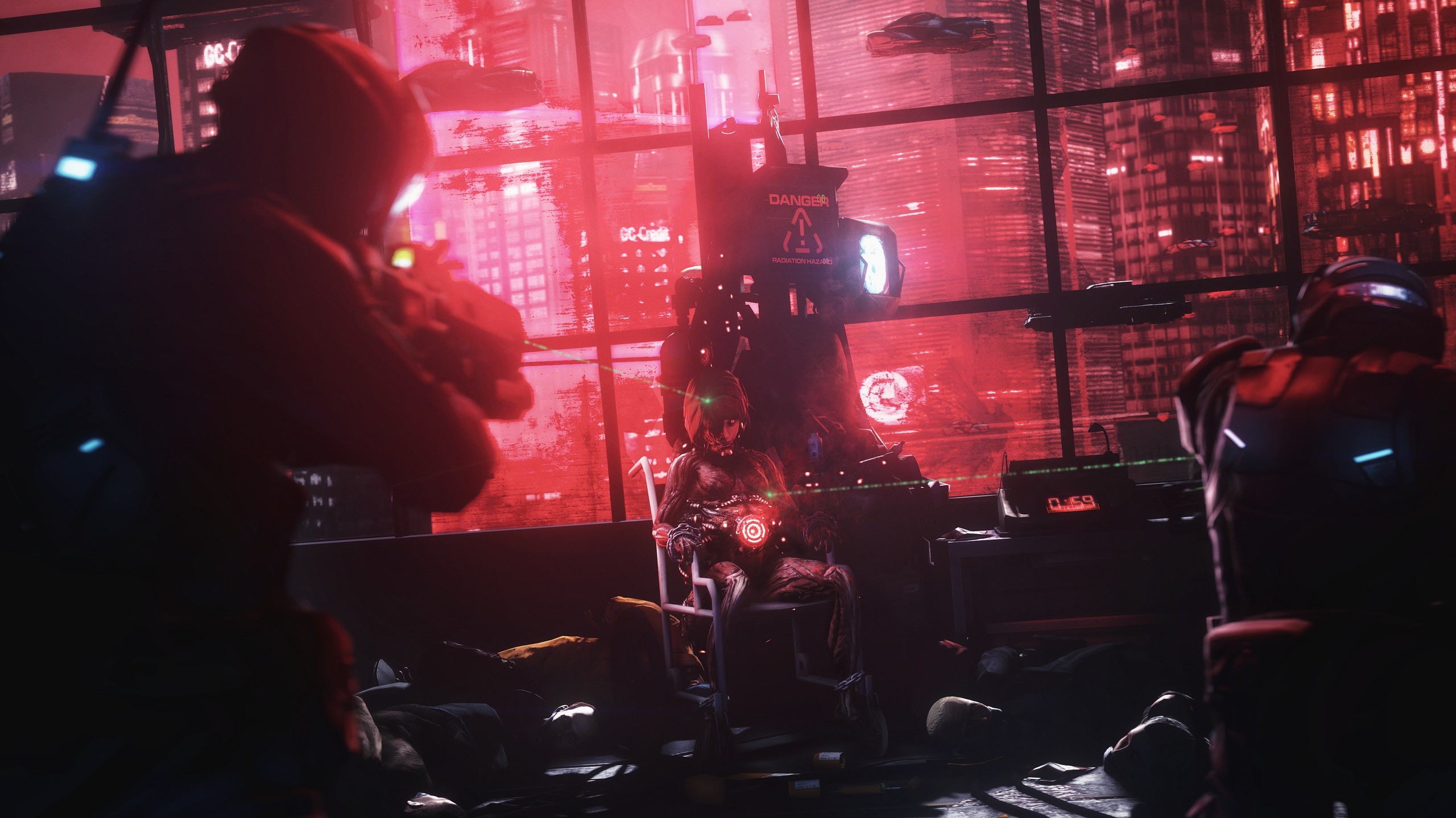 cyberpunk, video game art, game art, red, HD Wallpaper