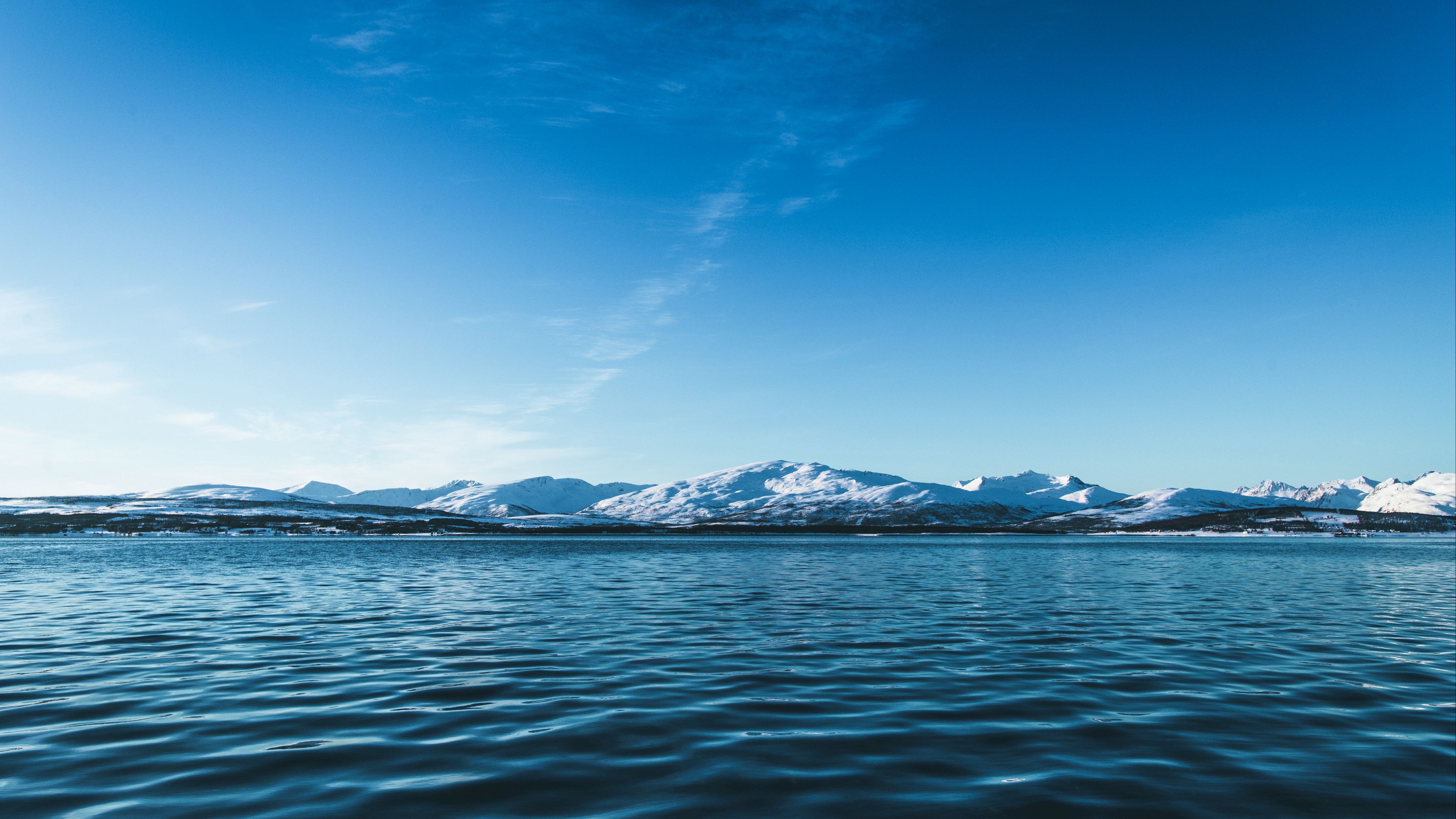glacier, water, mountains, horizon, snowy, ice, 4k, HD Wallpaper