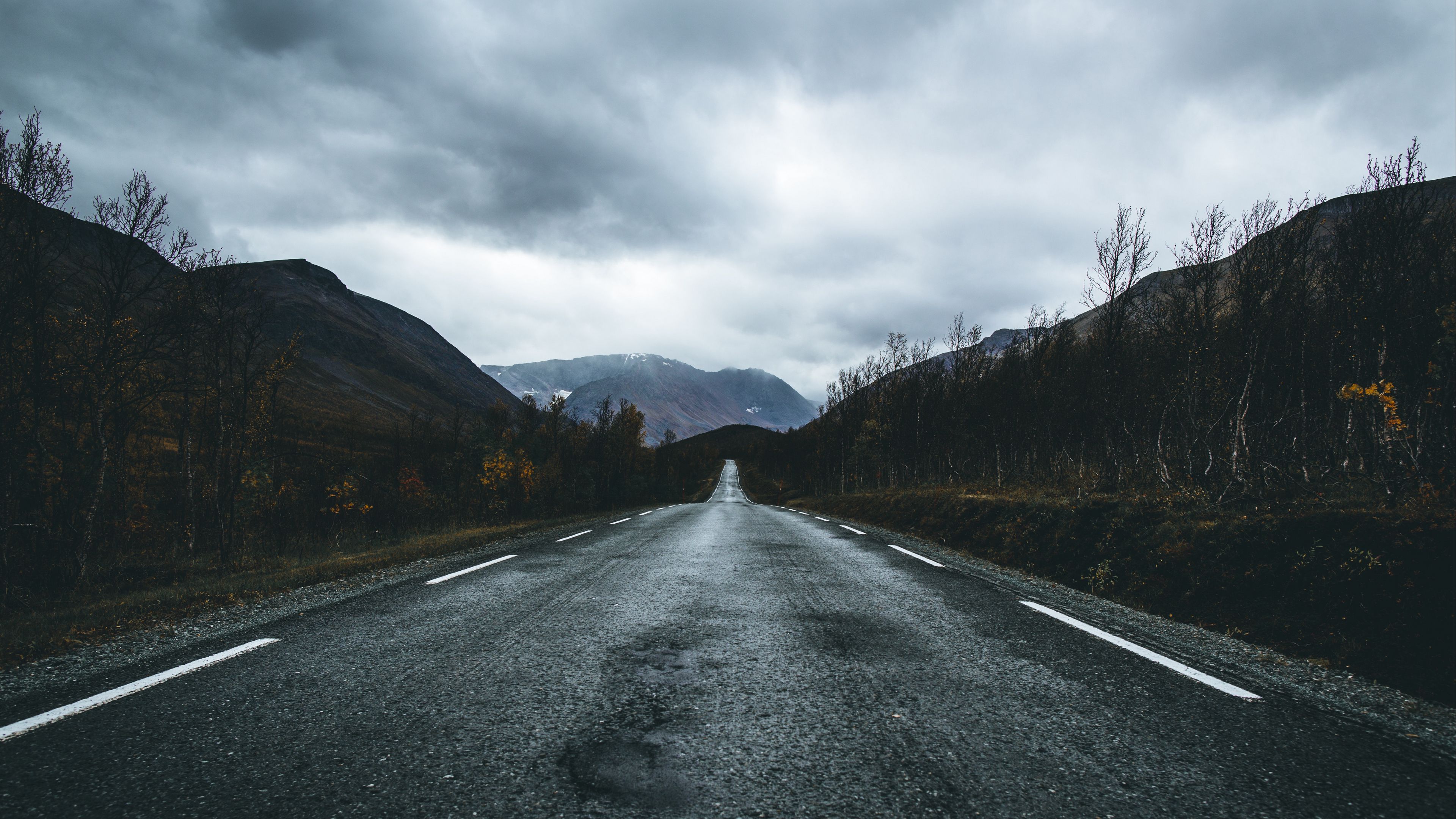 road, asphalt, wet, direction, horizon, 4k, HD Wallpaper