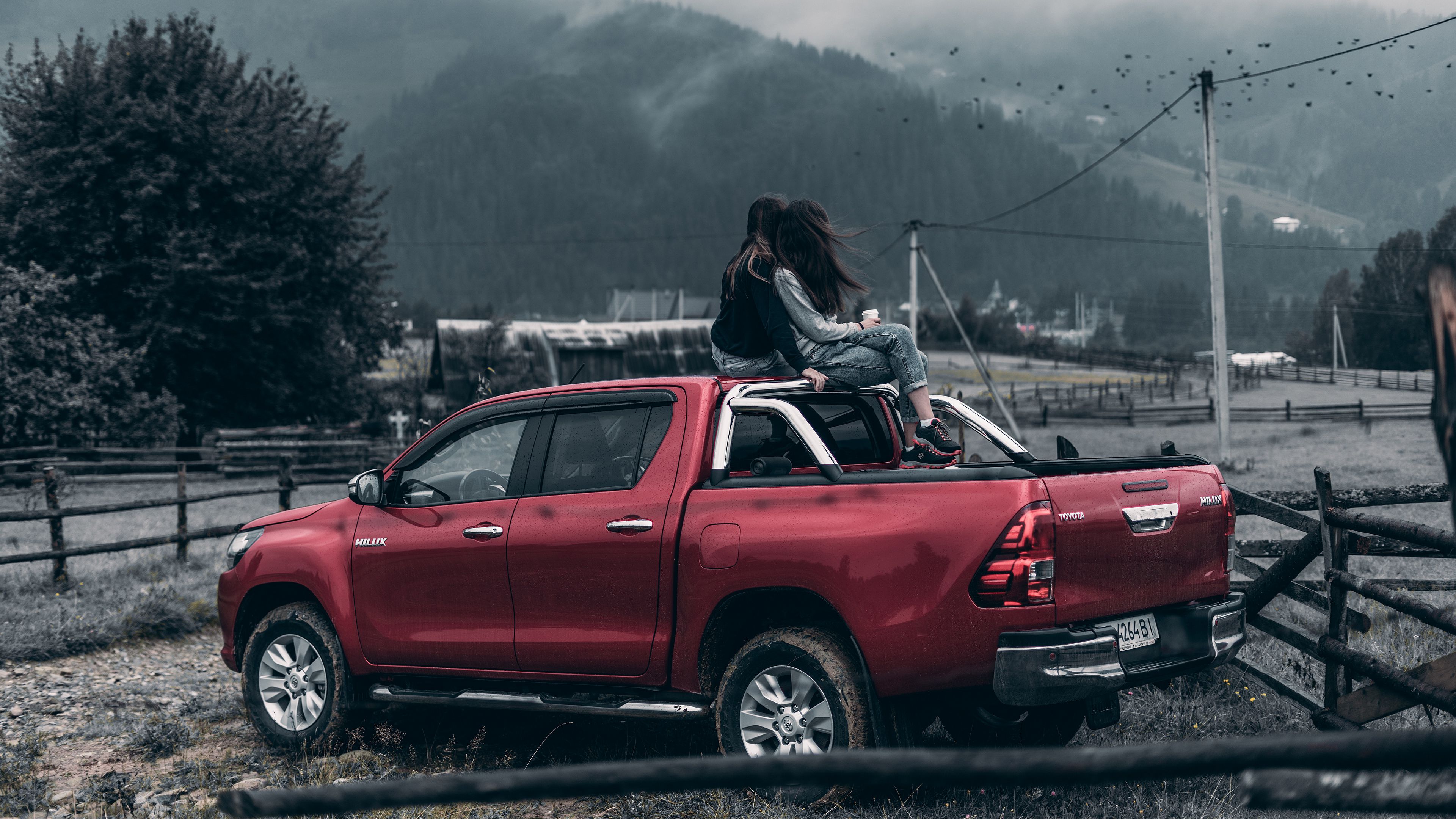 girls, journey, pickup, car, wind, 4k, HD Wallpaper