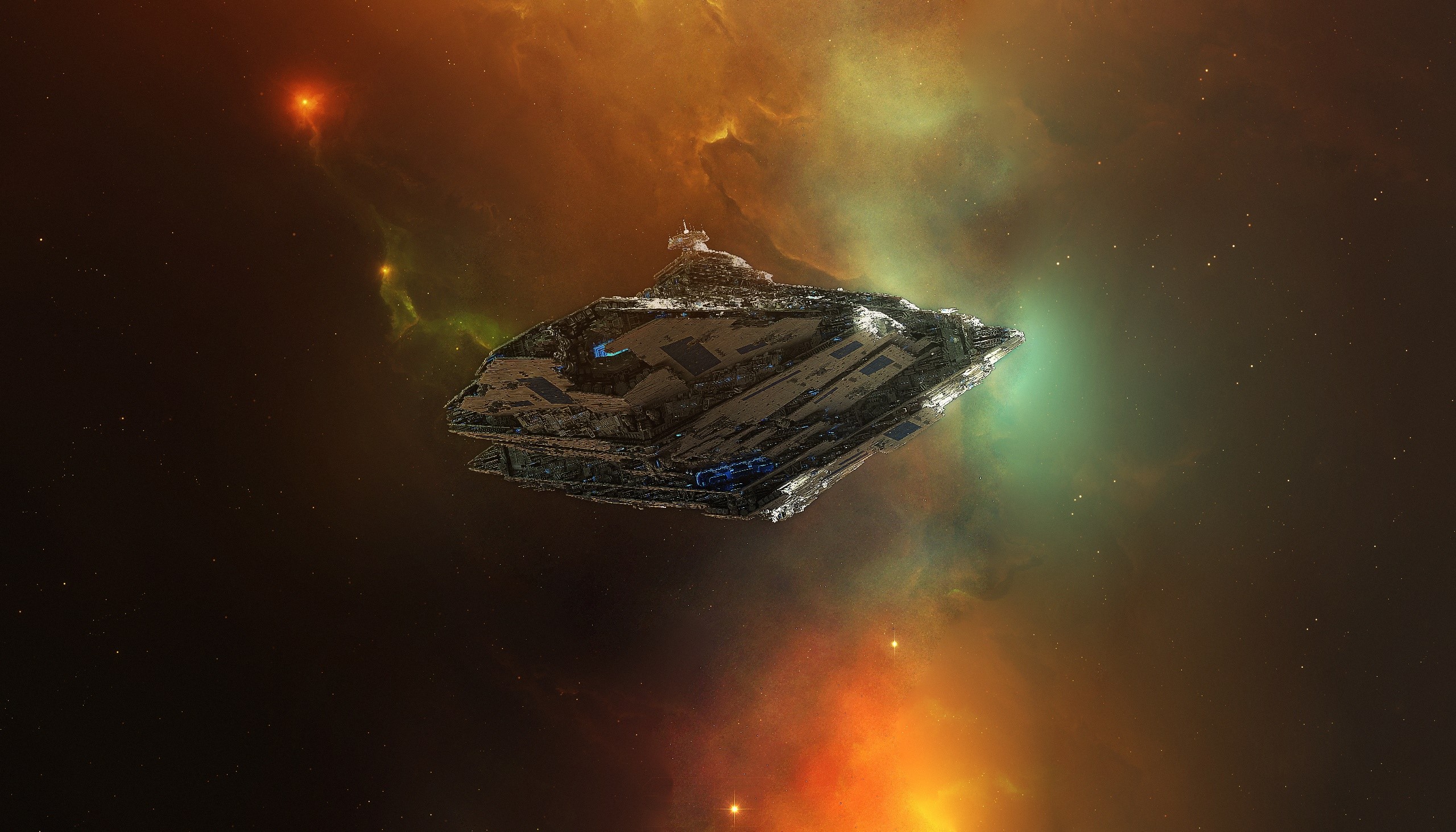 science fiction, artwork, space, spaceship, vehicle, Star Destroyer, Star Wars, digital art, HD Wallpaper