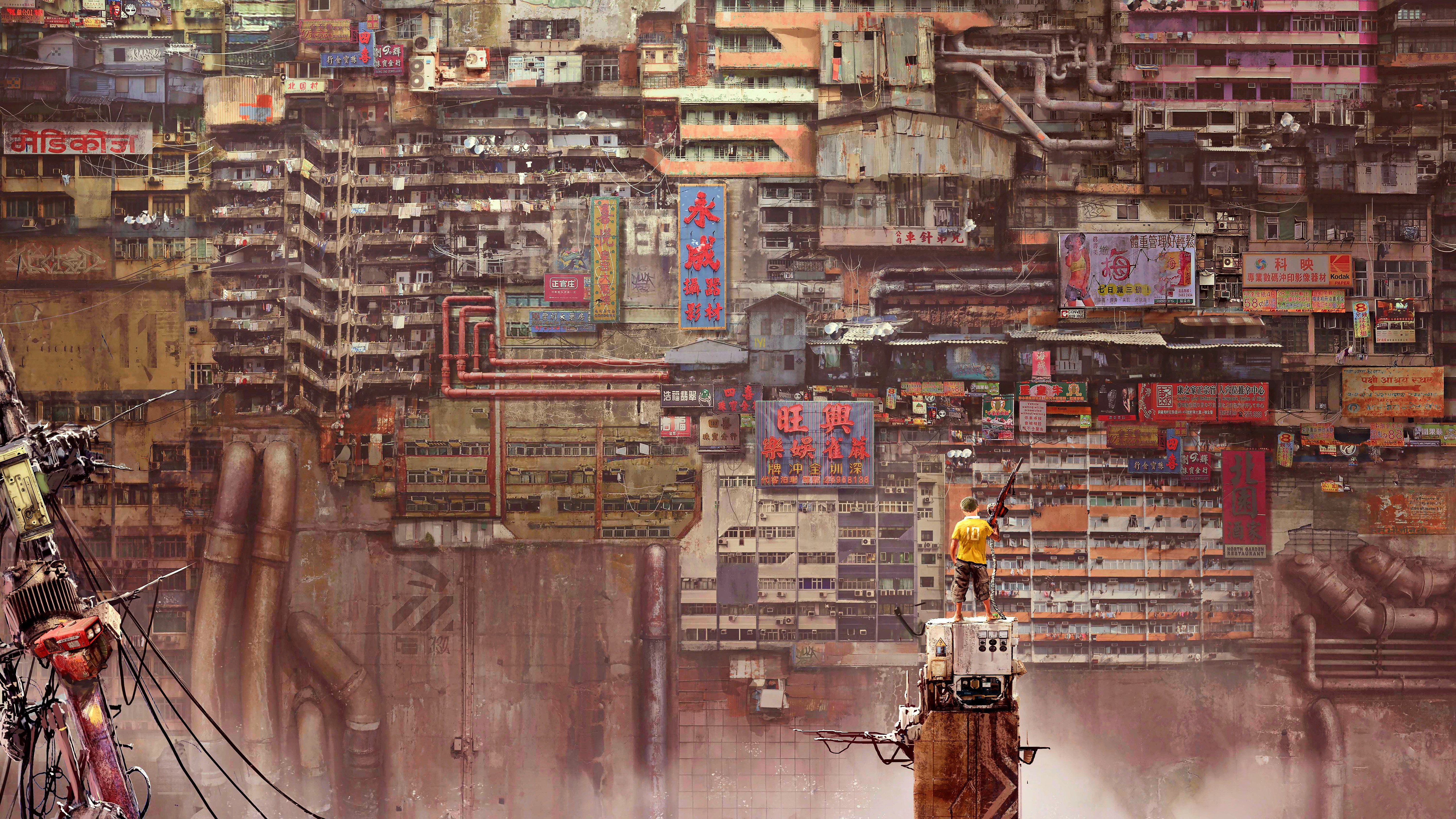 futuristic city, futuristic, science fiction, digital art, concept art, artwork, fan art, 3D, CGI, cyberpunk, cyber, city, cityscape, urban, apocalyptic, Kuldar Leement, building, block of flats, HD Wallpaper