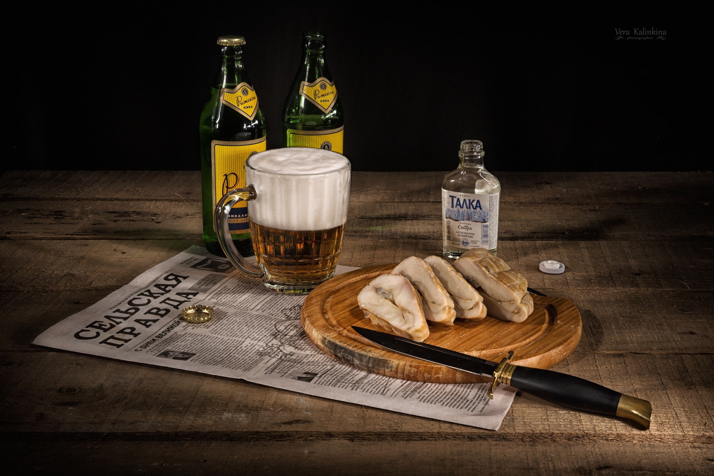 beer, alcohol, meat, food, still life, Vera Kalinkina, HD Wallpaper
