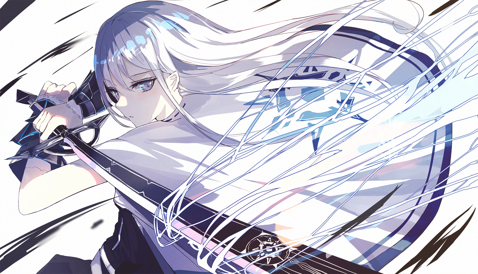 anime, anime girls, digital art, artwork, 2D, portrait, long hair, sword, fantasy girl, HD Wallpaper