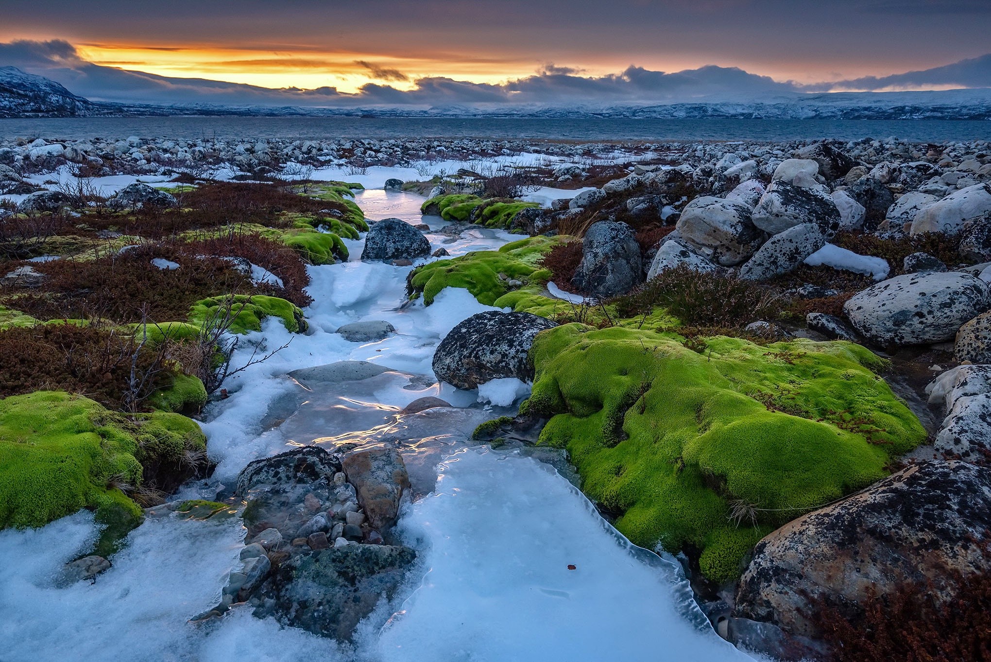 stones, landscape, nature, outdoors, winter, ice, HD Wallpaper