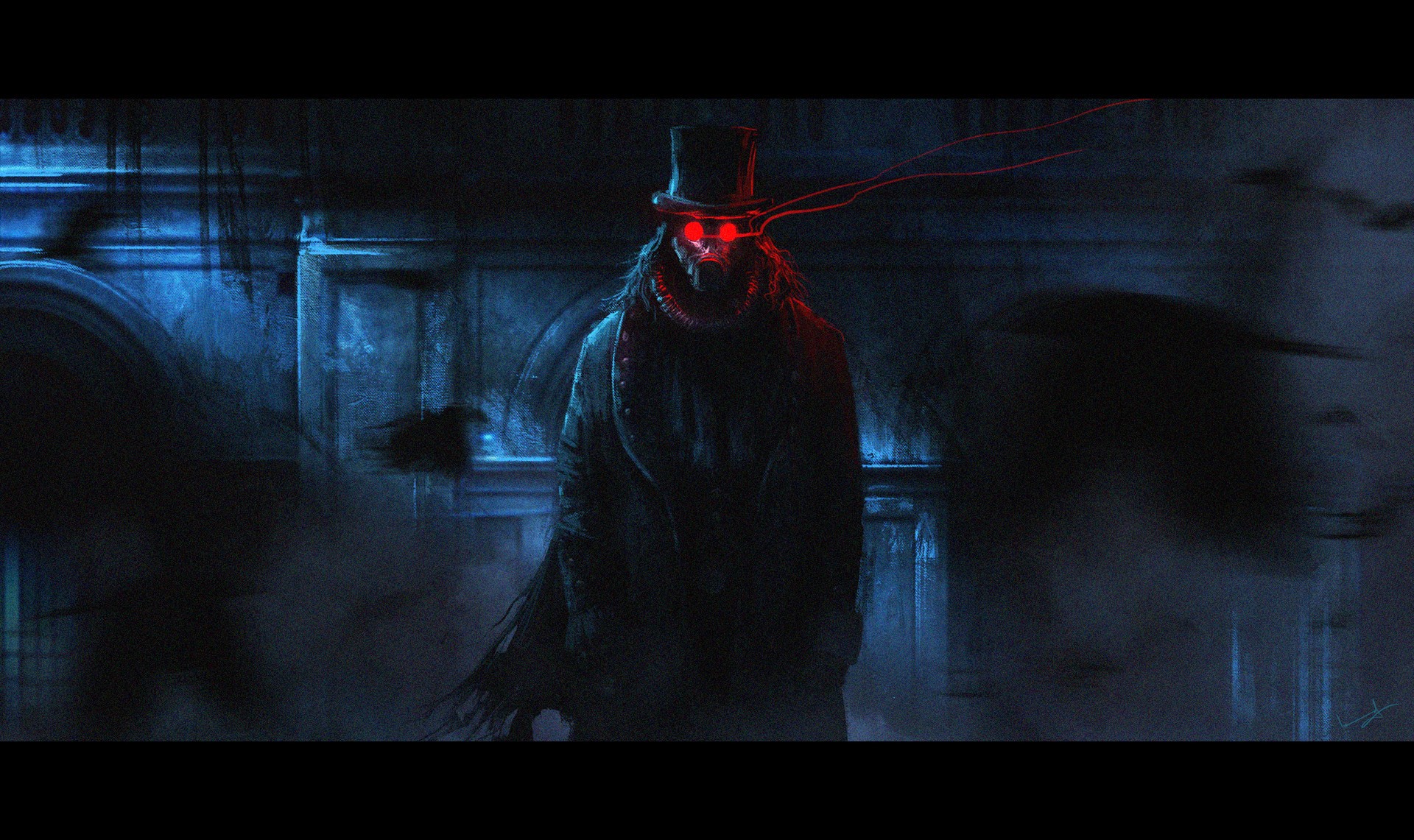 red eyes, artwork, mask, Imad Awan, frontal view, HD Wallpaper