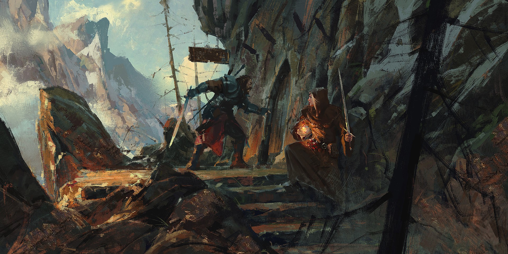 fantasy art, magician, sword, HD Wallpaper