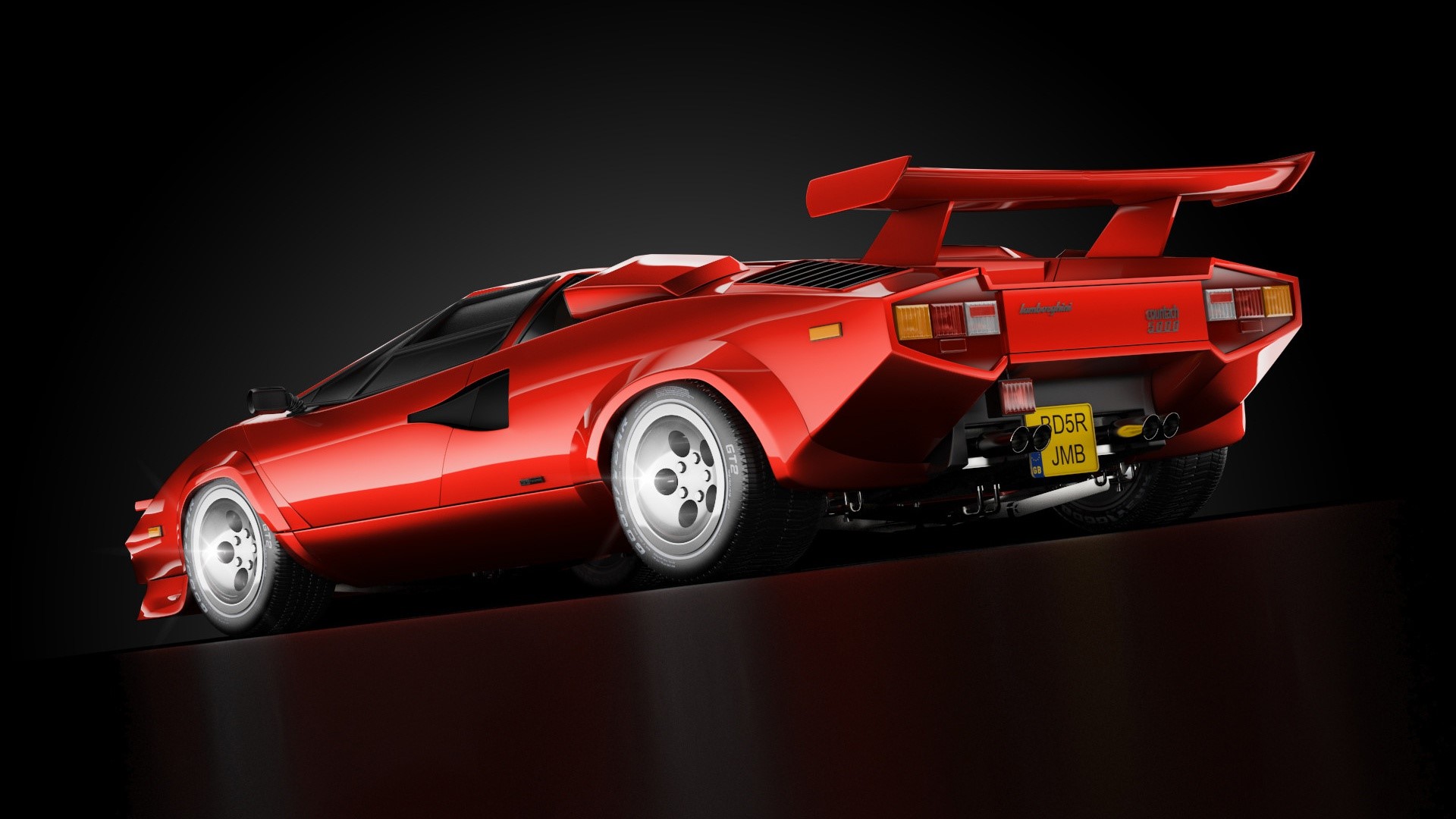 render, car, vehicle, red cars, Lamborghini, Lamborghini Countach, Countach, HD Wallpaper