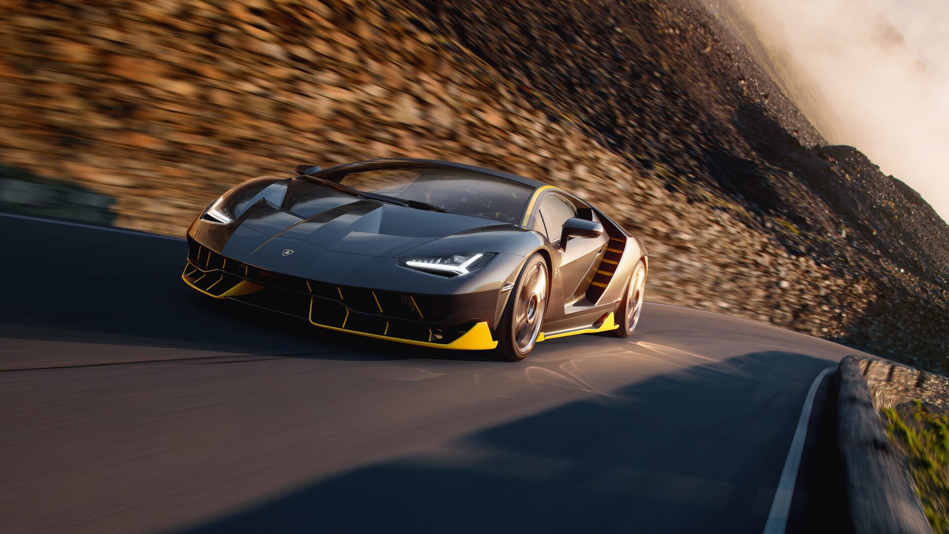 digital art, car, black cars, vehicle, Lamborghini, front angle view, HD Wallpaper