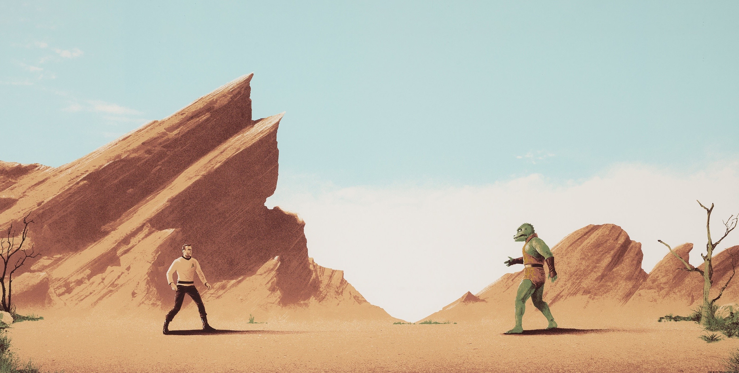 Matt Ferguson, Star Trek, Star Trek: TOS, TV, tv series, artwork, James T. Kirk, Gorn (Star Trek), HD Wallpaper