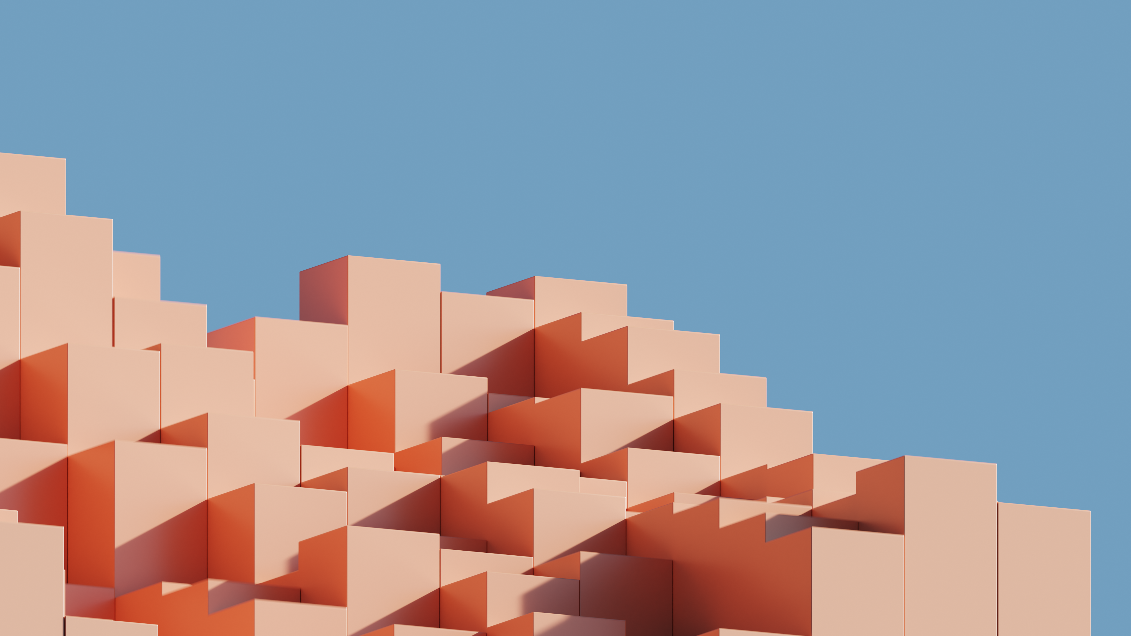 skyline, digital, artwork, cube, HD Wallpaper