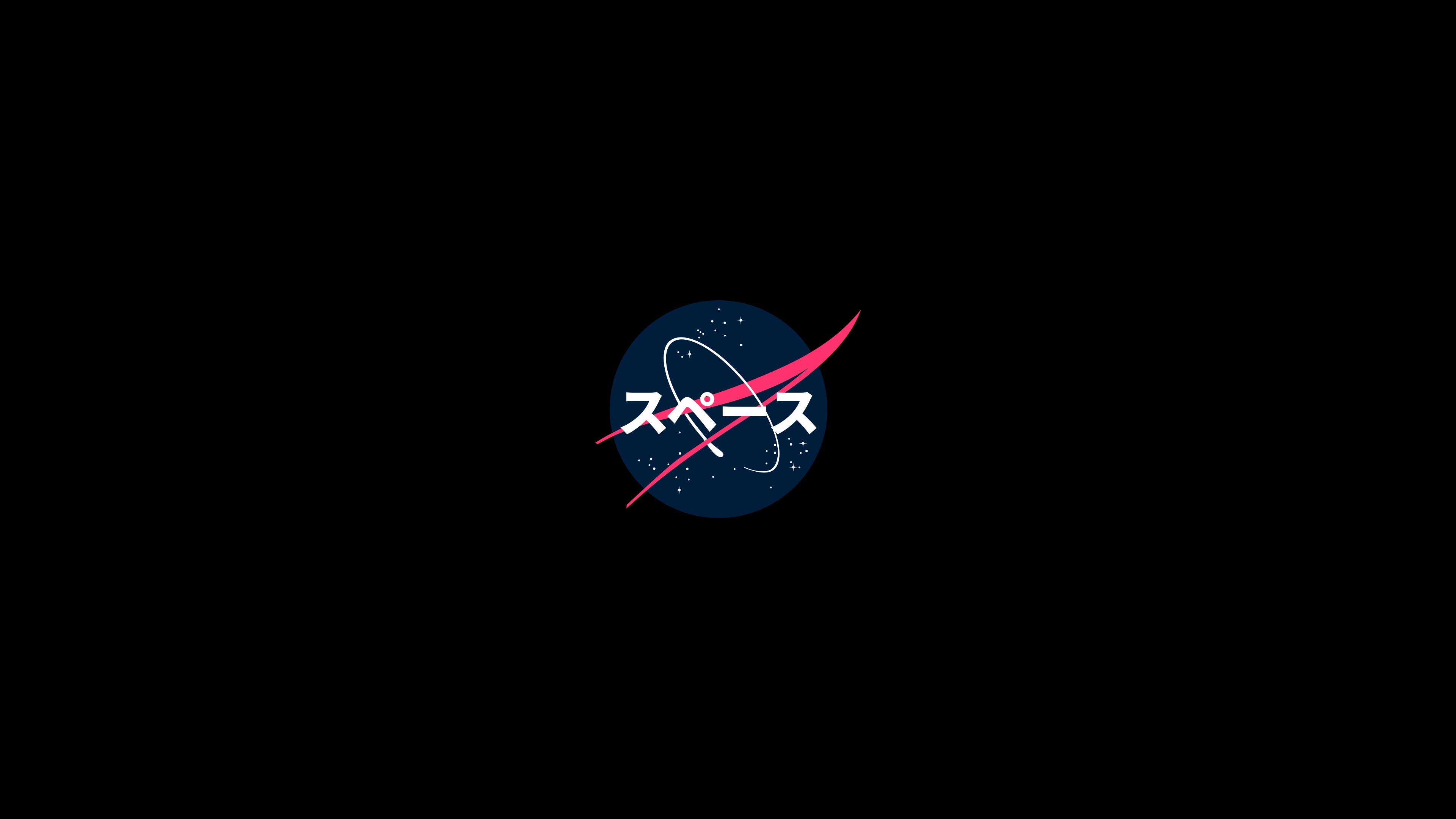 NASA, Japanese Art, logo, minimalism, dark, HD Wallpaper