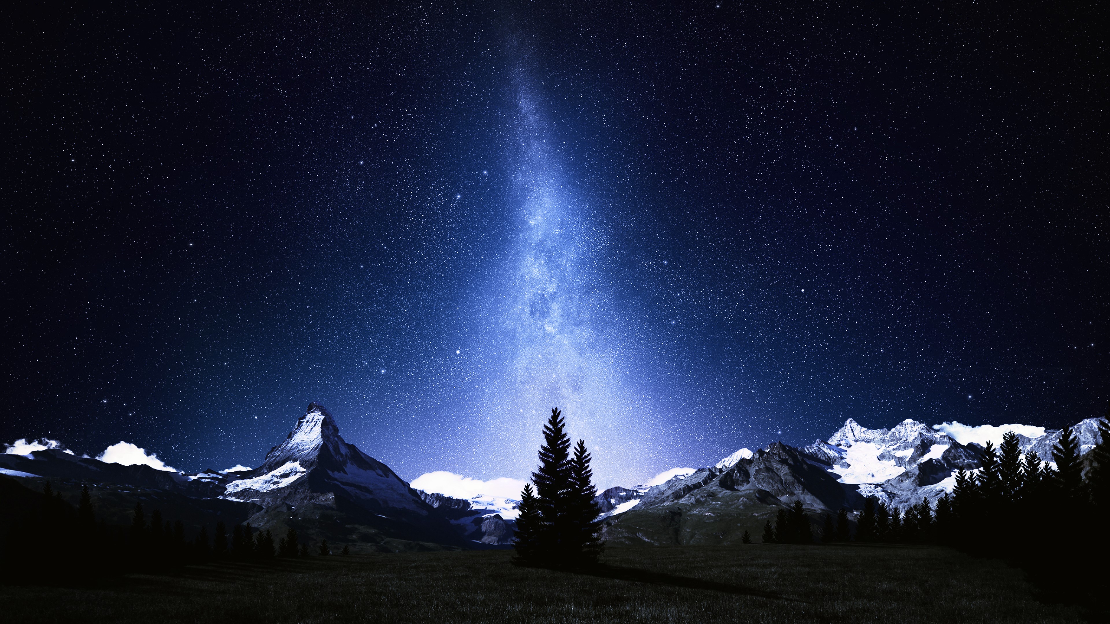 night, stars, landscape, Milky Way, HD Wallpaper