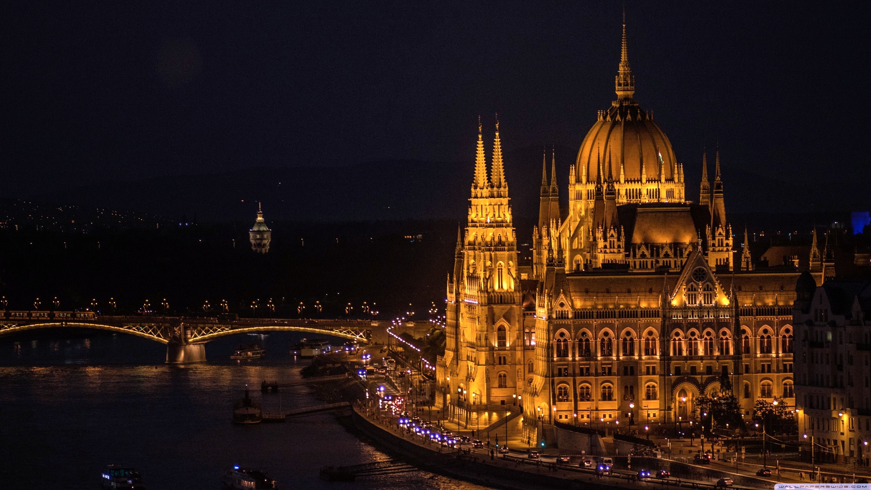 Budapest, night, city, HD Wallpaper