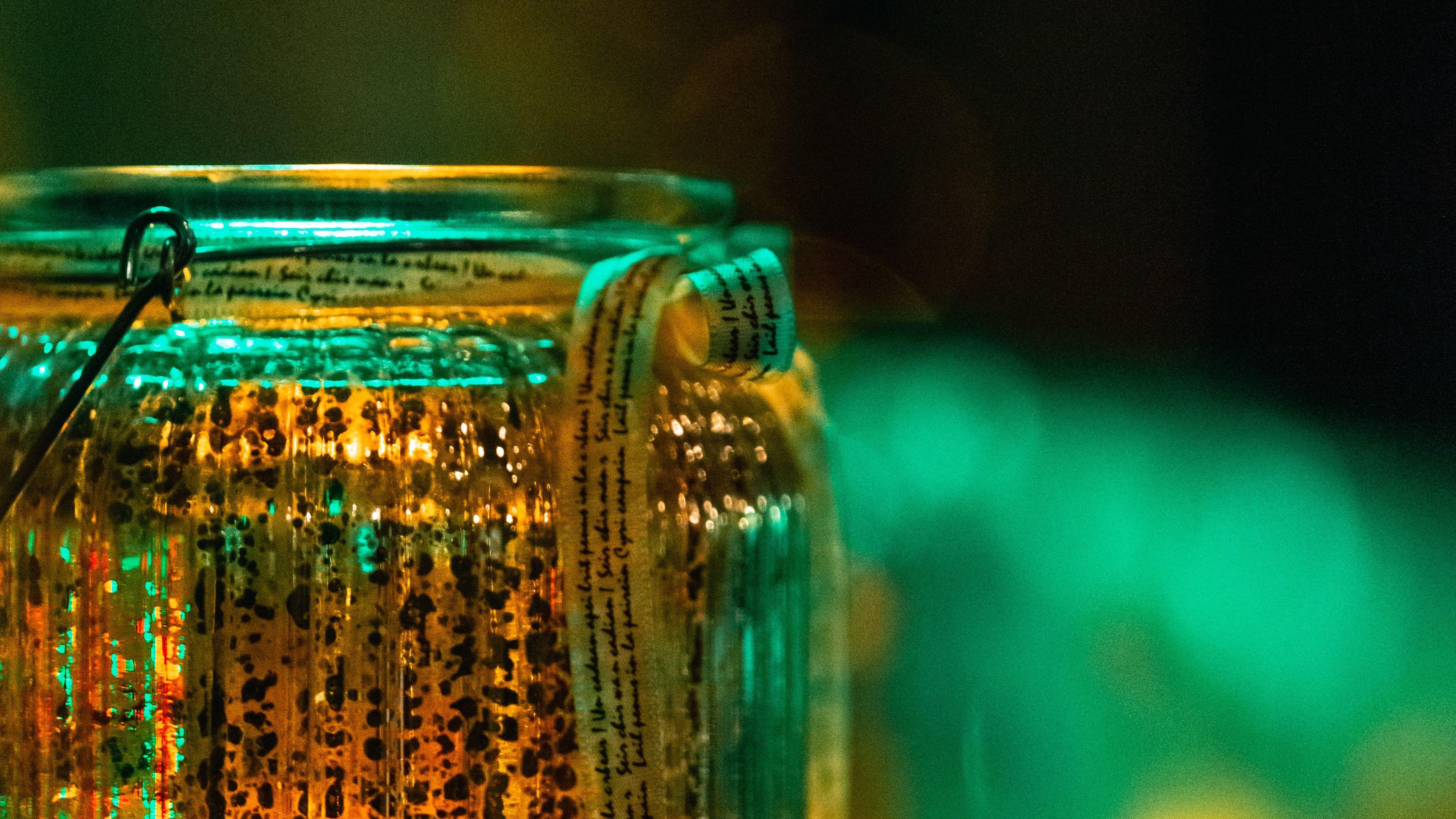 jar, glare, bokeh, glass, blur, 4k, HD Wallpaper