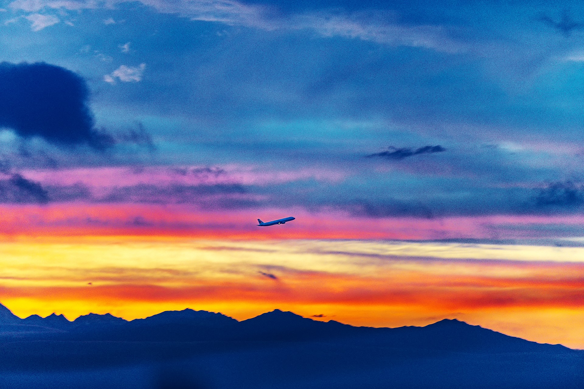Sichuan, sunset, airplane, HD Wallpaper