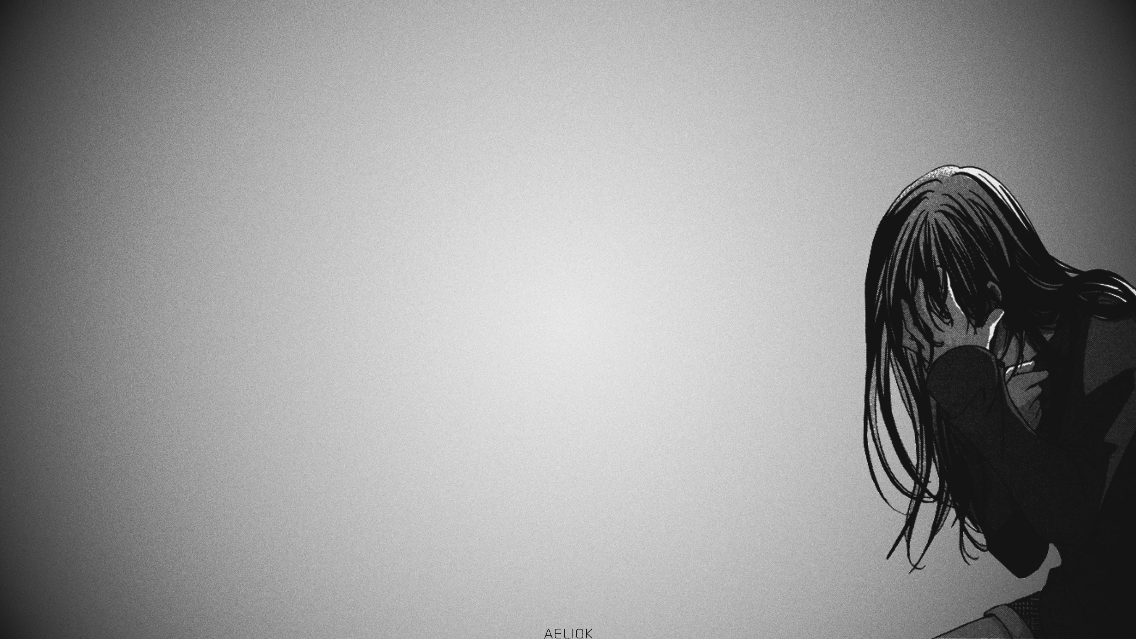 anime, Japan, drawing, anime girls, drawn, monochrome, HD Wallpaper