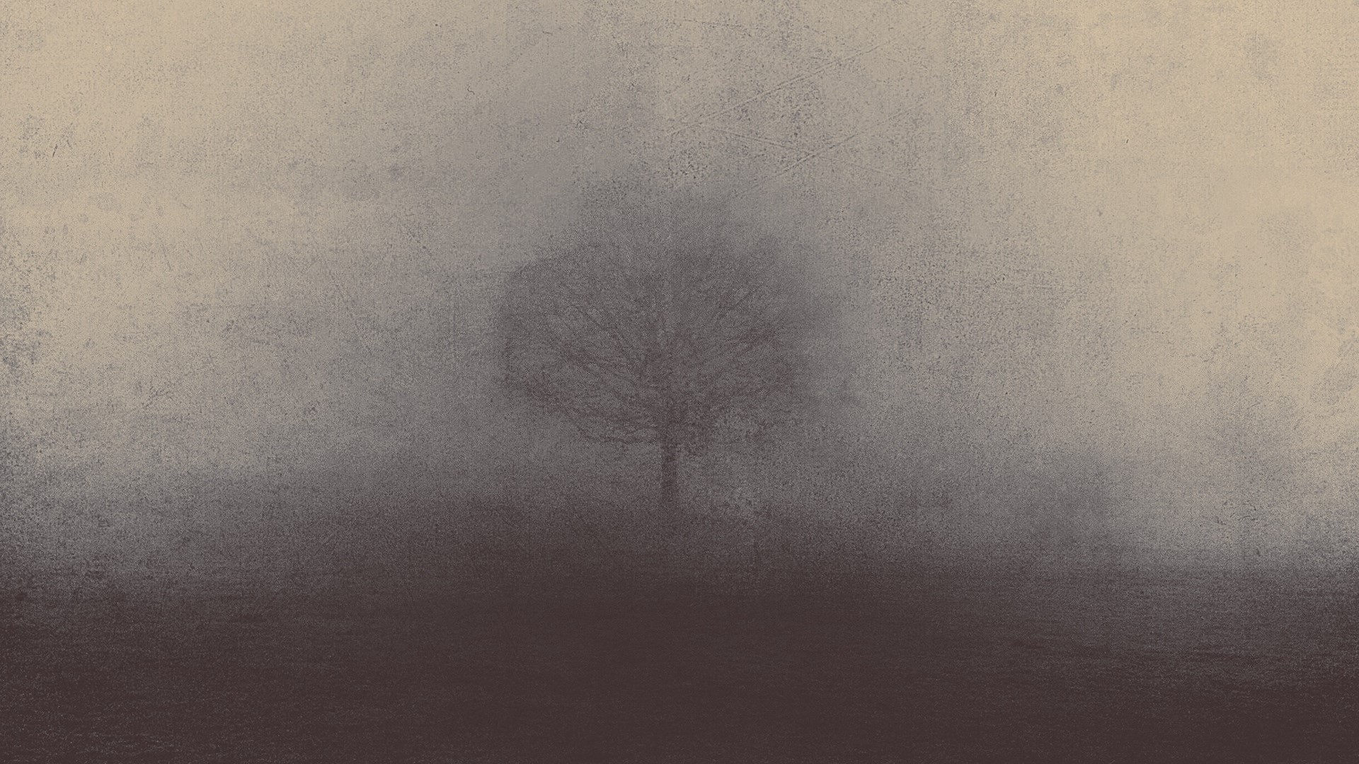digital, trees, faded, mist, HD Wallpaper