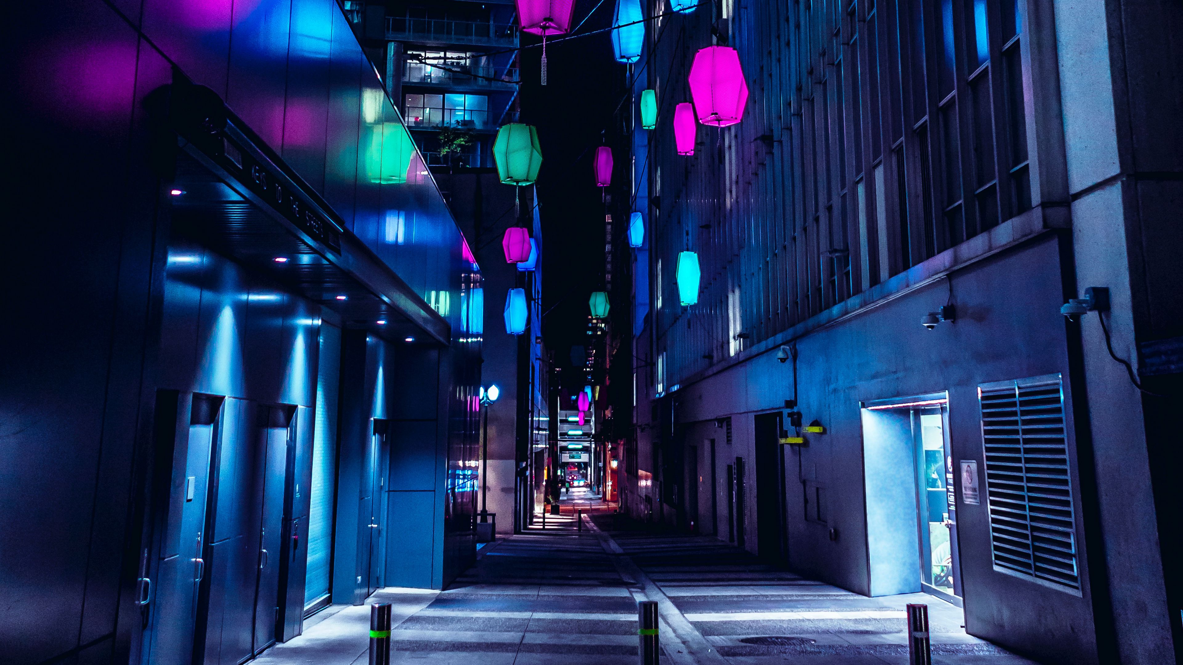 night city, street, city lights, architecture, 4k, HD Wallpaper